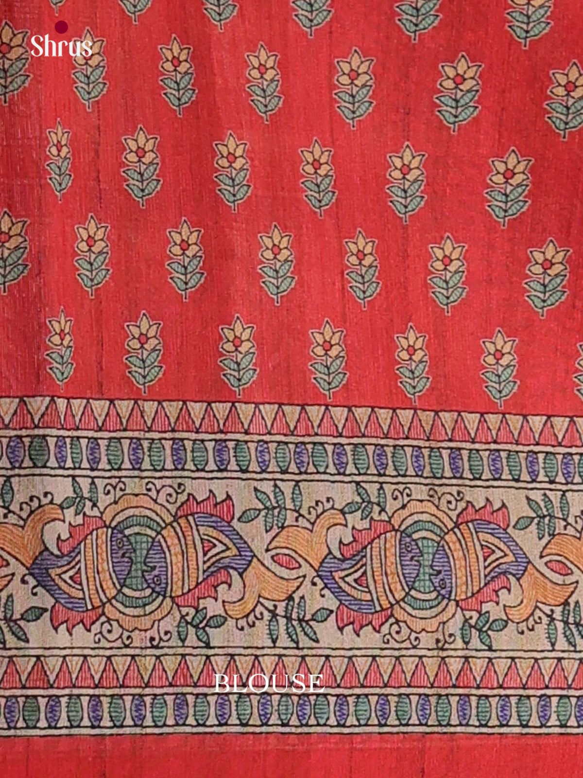 Printed Madhubani Saree - EES12045 - Shop on Shrus.com
