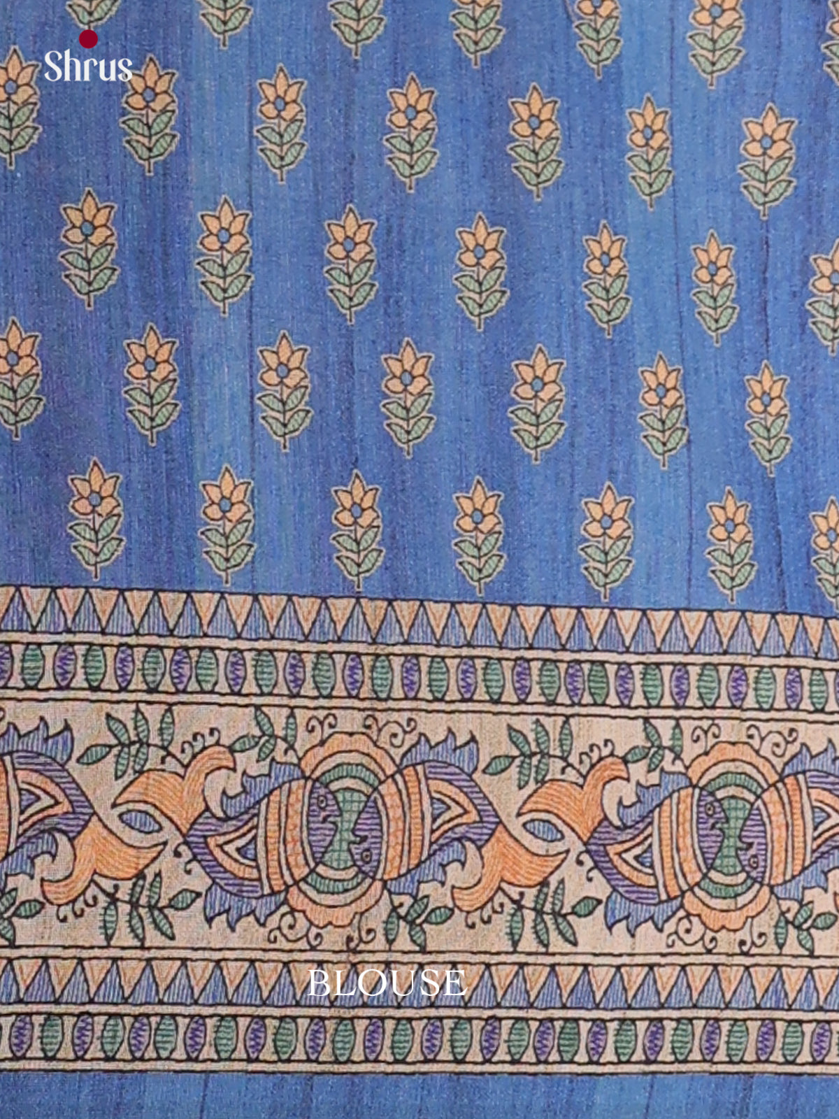 Printed Madhubani Saree - EES12063 - Shop on Shrus.com