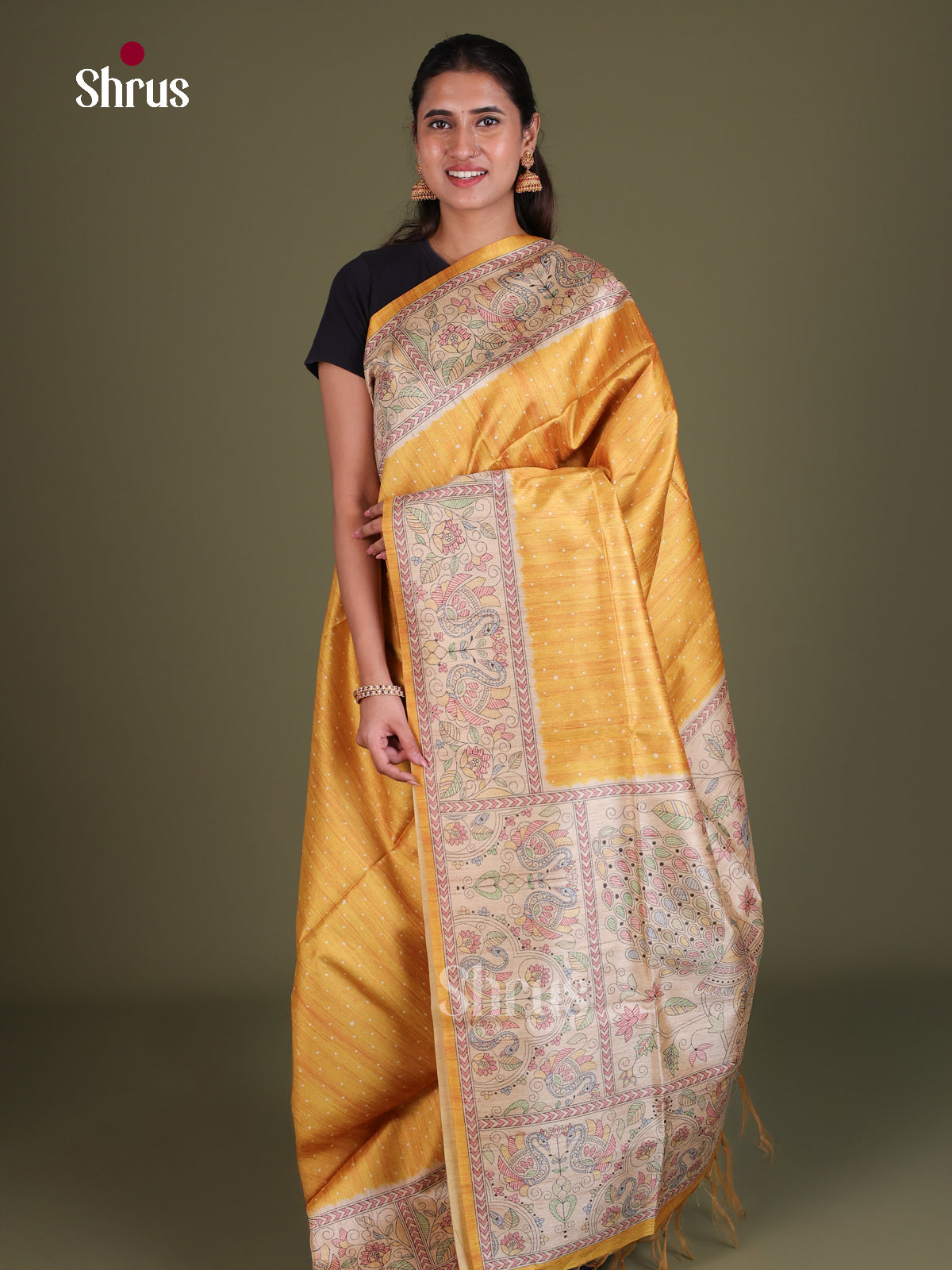 Printed Madhubani Saree - EES12070 - Shop on Shrus.com
