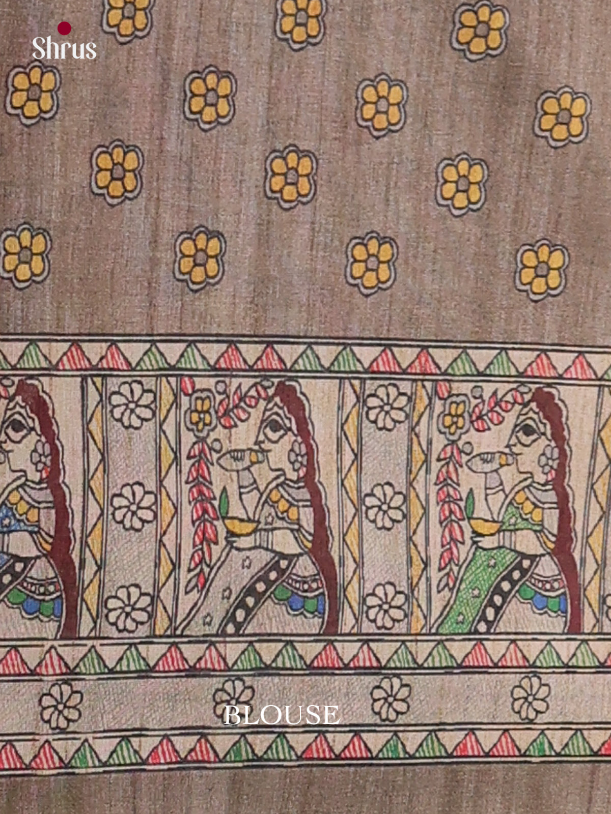 Printed Madhubani Saree - EES12134 - Shop on Shrus.com