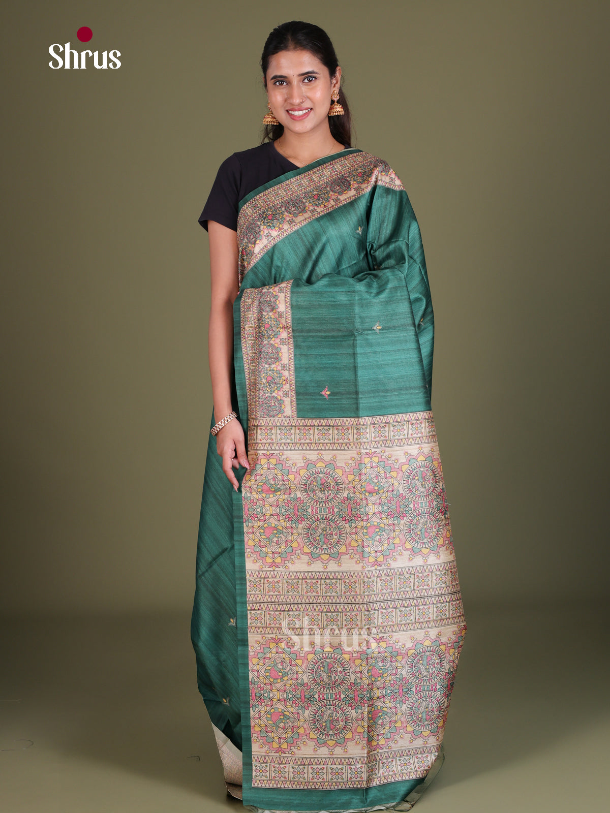 Printed Madhubani Saree - EES12164 - Shop on Shrus.com
