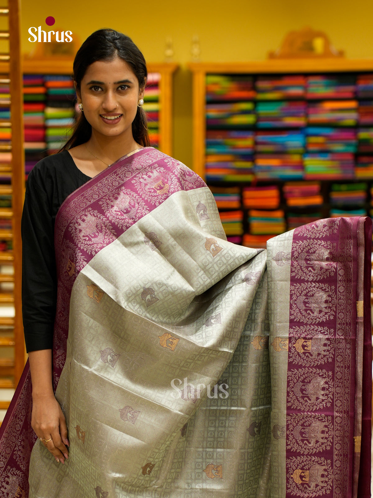 Kanchipuram silk Saree - EES12202 - Shop on Shrus.com