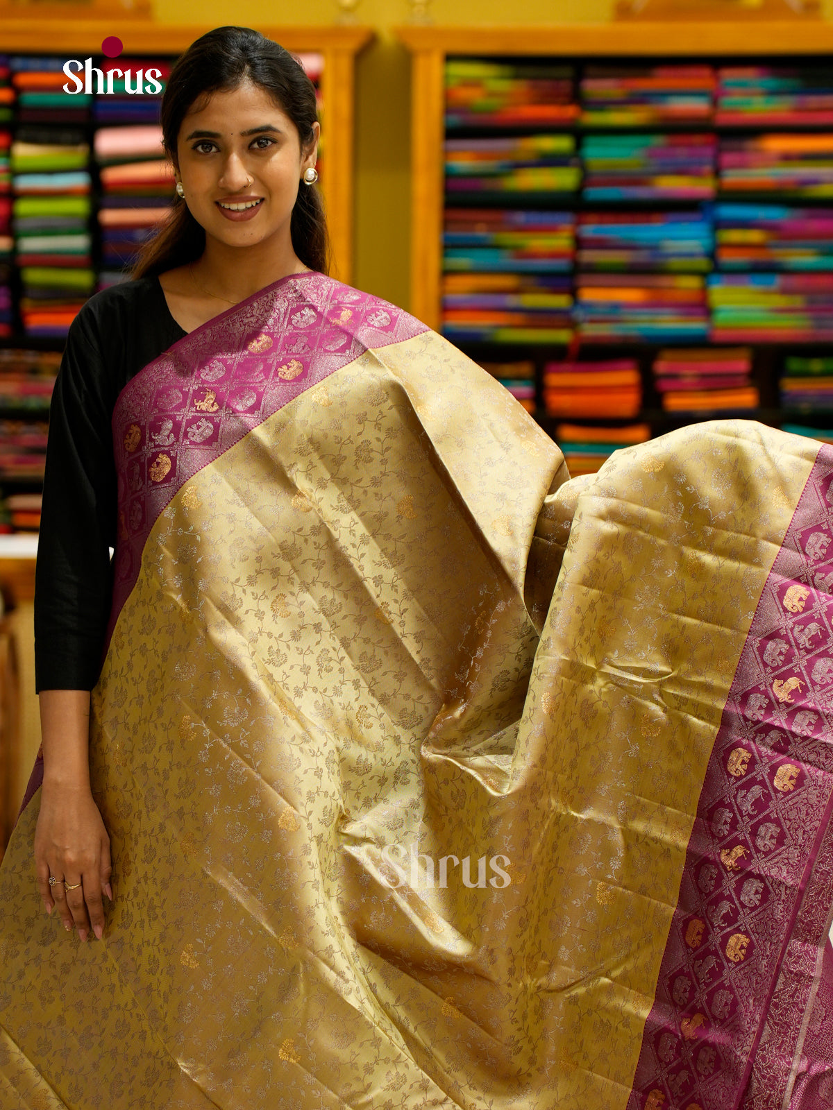 Kanchipuram silk Saree - EES12211 - Shop on Shrus.com
