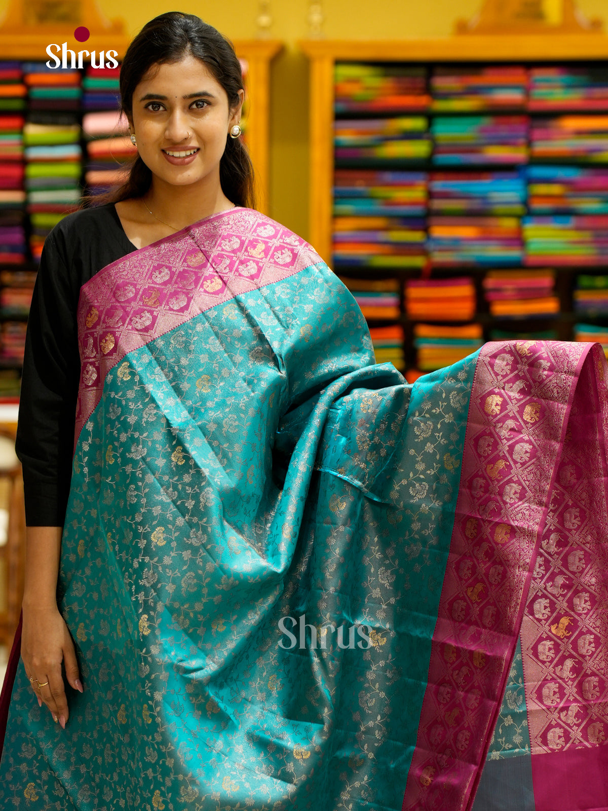 Kanchipuram silk Saree - EES12214 - Shop on Shrus.com