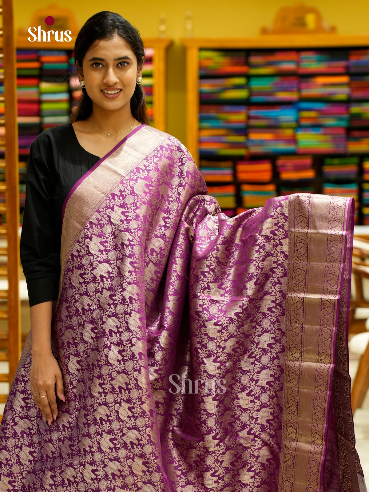 Kanchipuram silk Saree - EES12263 - Shop on Shrus.com