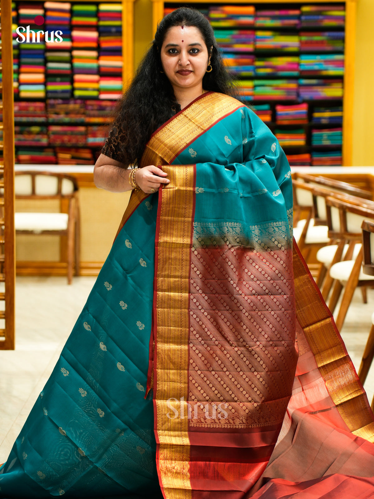 Kanchipuram-halfpure Saree - EES14065 - Shop on Shrus.com