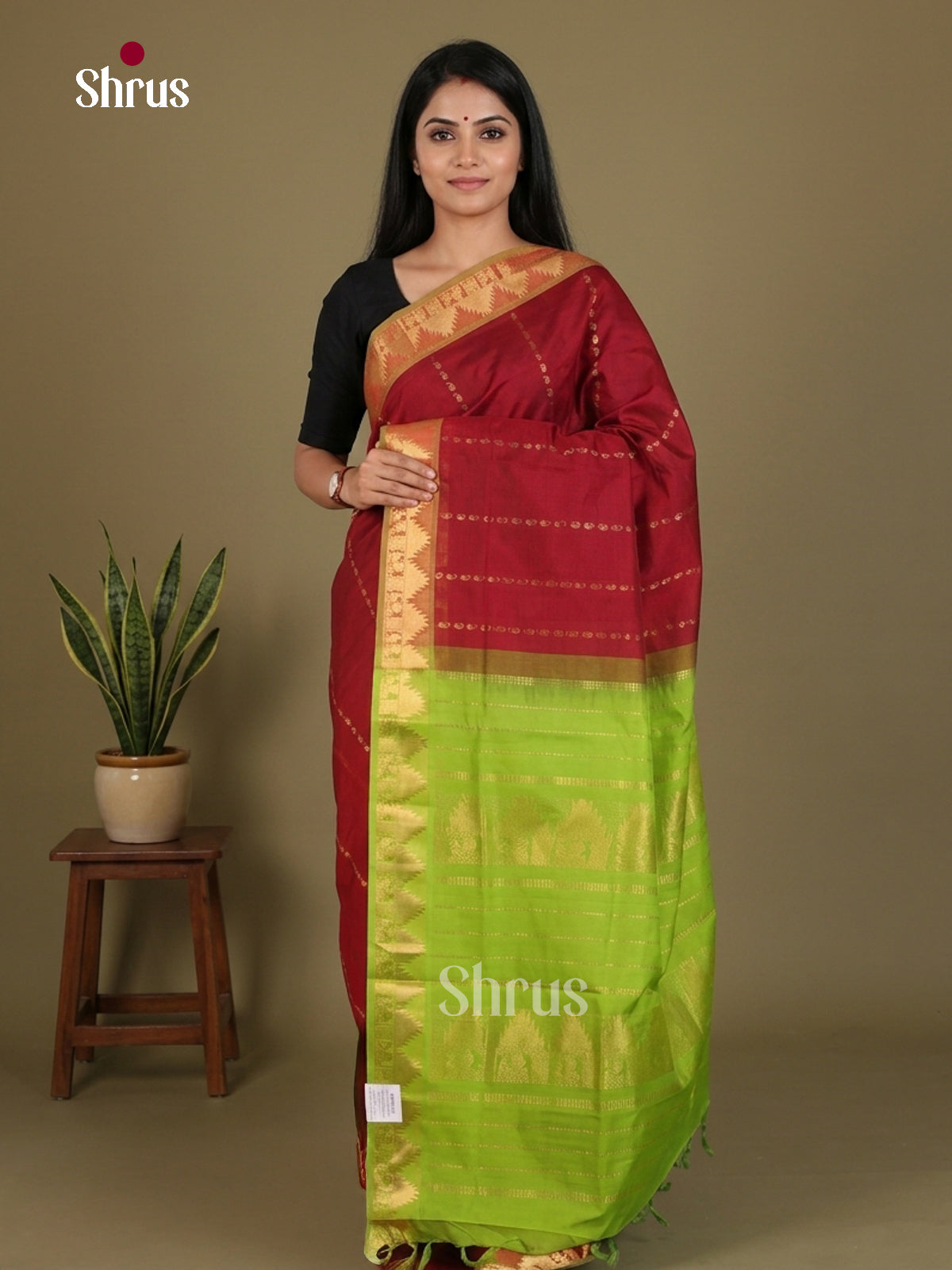 Silkcotton-halfpure Saree - EES16167 - Shop on Shrus.com