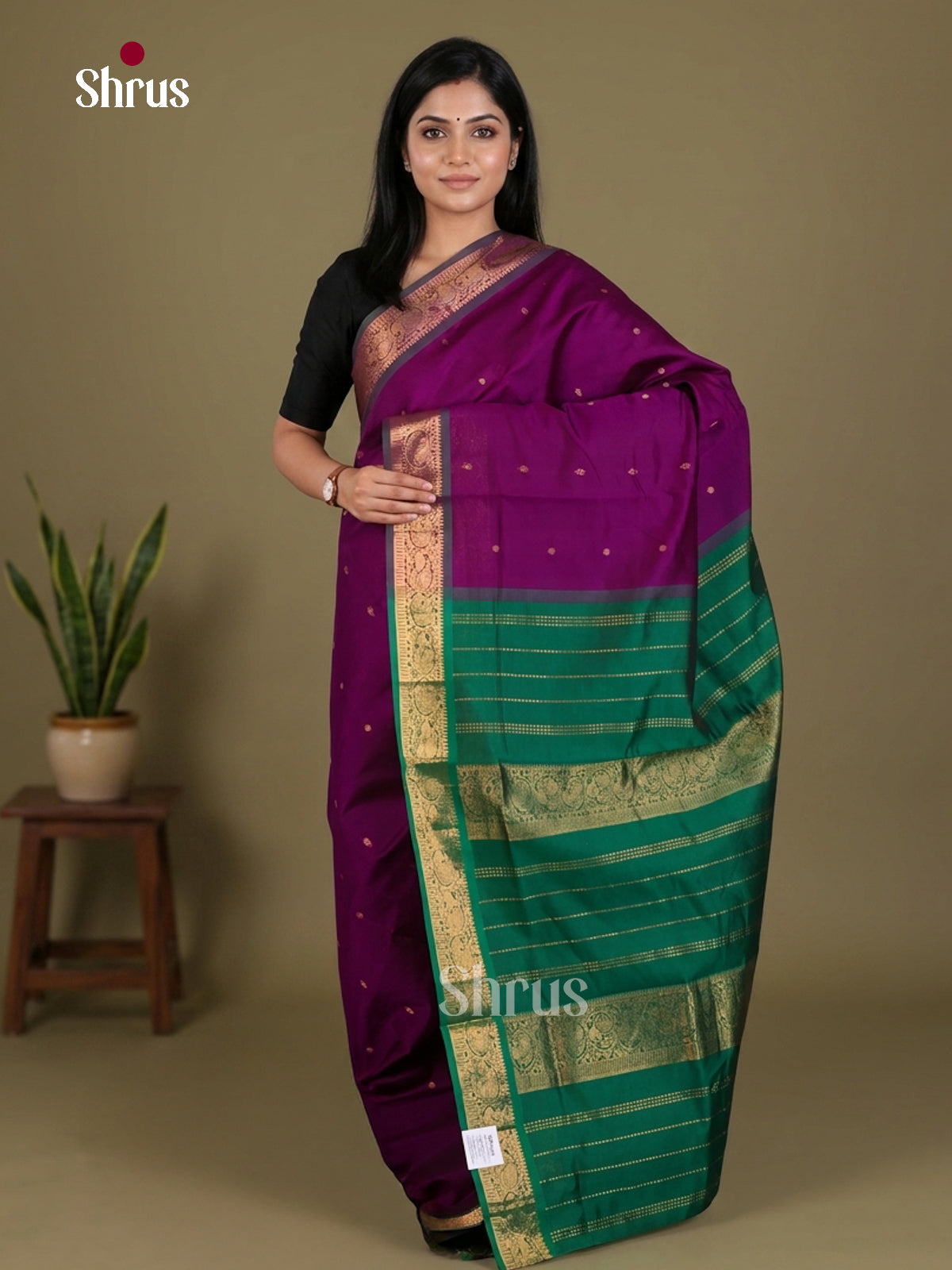 Silkcotton-halfpure Saree - EES16171 - Shop on Shrus.com
