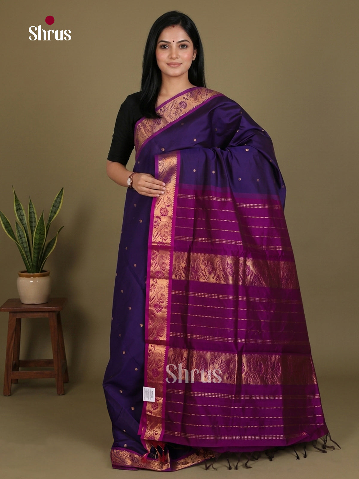 Silkcotton-halfpure Saree - EES16174 - Shop on Shrus.com