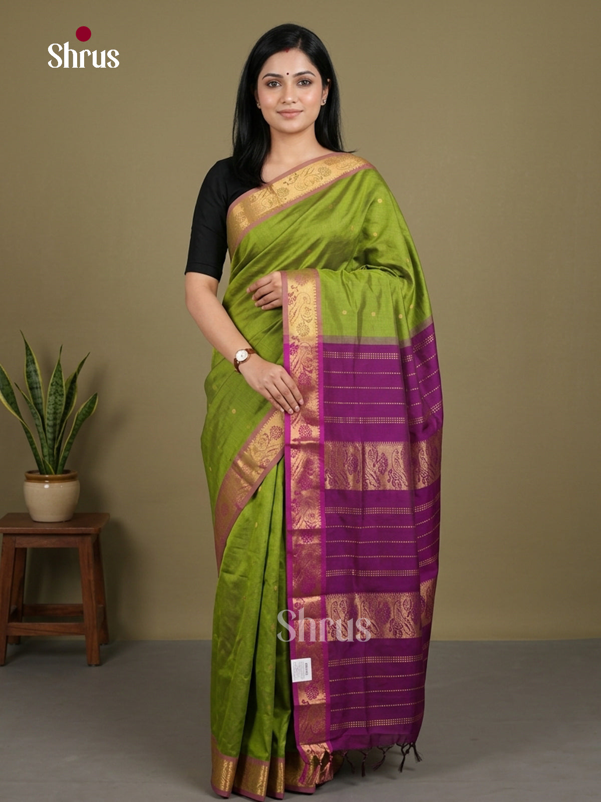 Silkcotton-halfpure Saree - EES16175 - Shop on Shrus.com