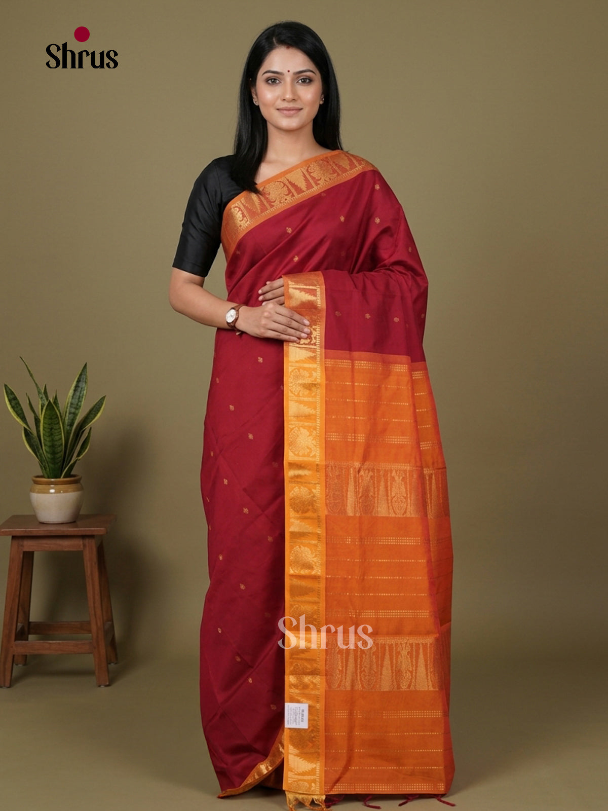 Silkcotton-halfpure Saree - EES16180 - Shop on Shrus.com