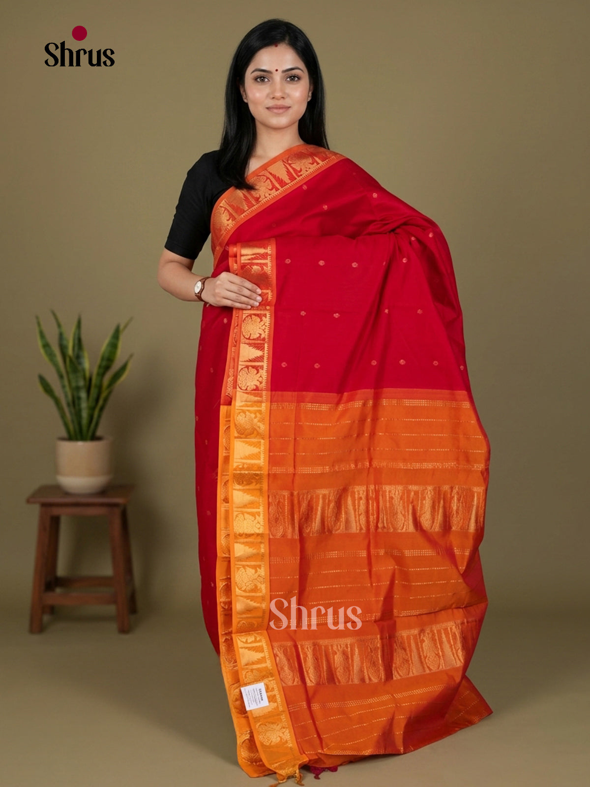 Silkcotton-halfpure Saree - EES16181 - Shop on Shrus.com
