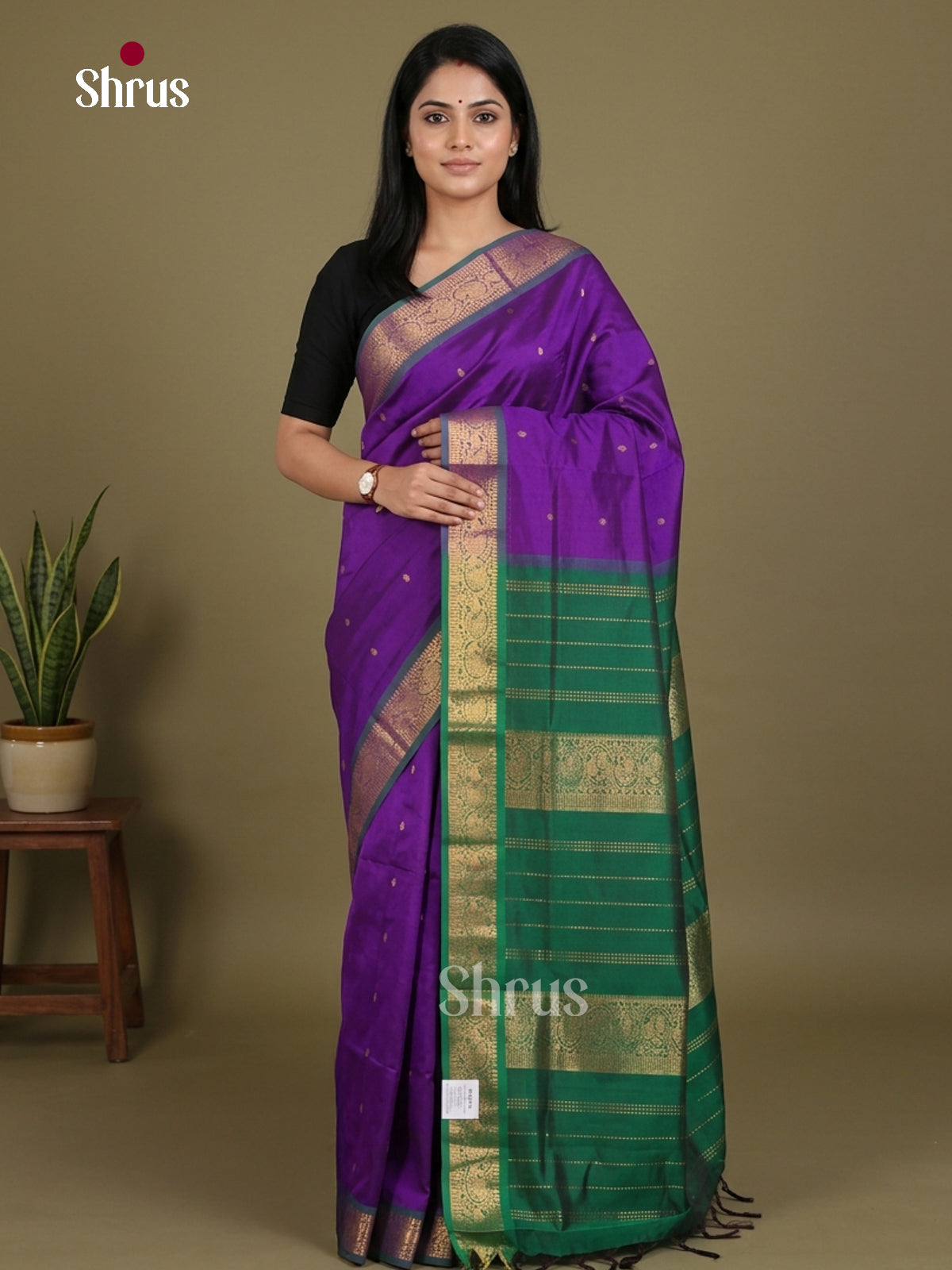 Silkcotton-halfpure Saree - EES16182 - Shop on Shrus.com