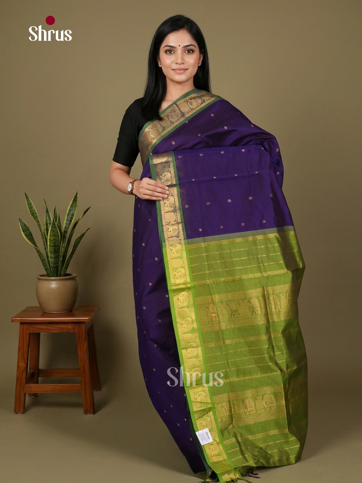Silkcotton-halfpure Saree - EES16185 - Shop on Shrus.com