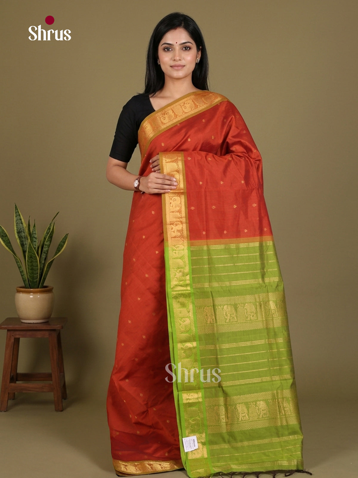 Silkcotton-halfpure Saree - EES16187 - Shop on Shrus.com