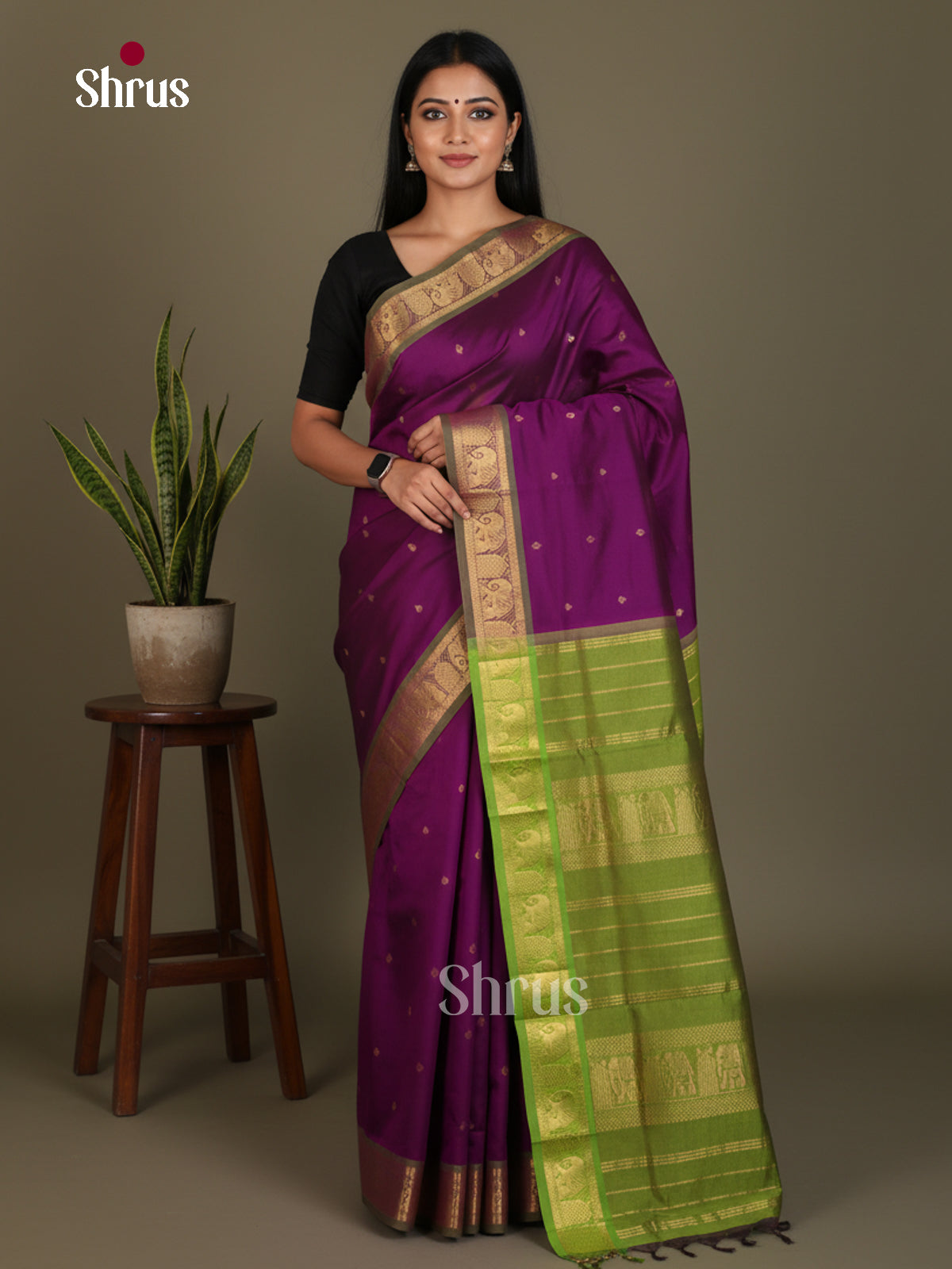 Silkcotton-halfpure Saree - EES16189 - Shop on Shrus.com