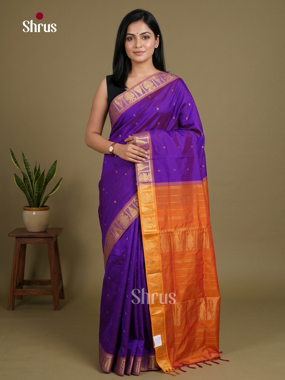 Silkcotton-halfpure Saree - EES16201 - Shop on Shrus.com
