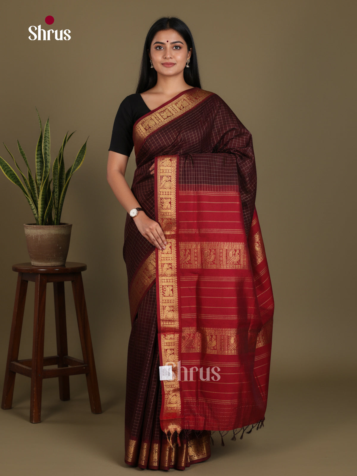 Silkcotton-halfpure Saree - EES16215 - Shop on Shrus.com