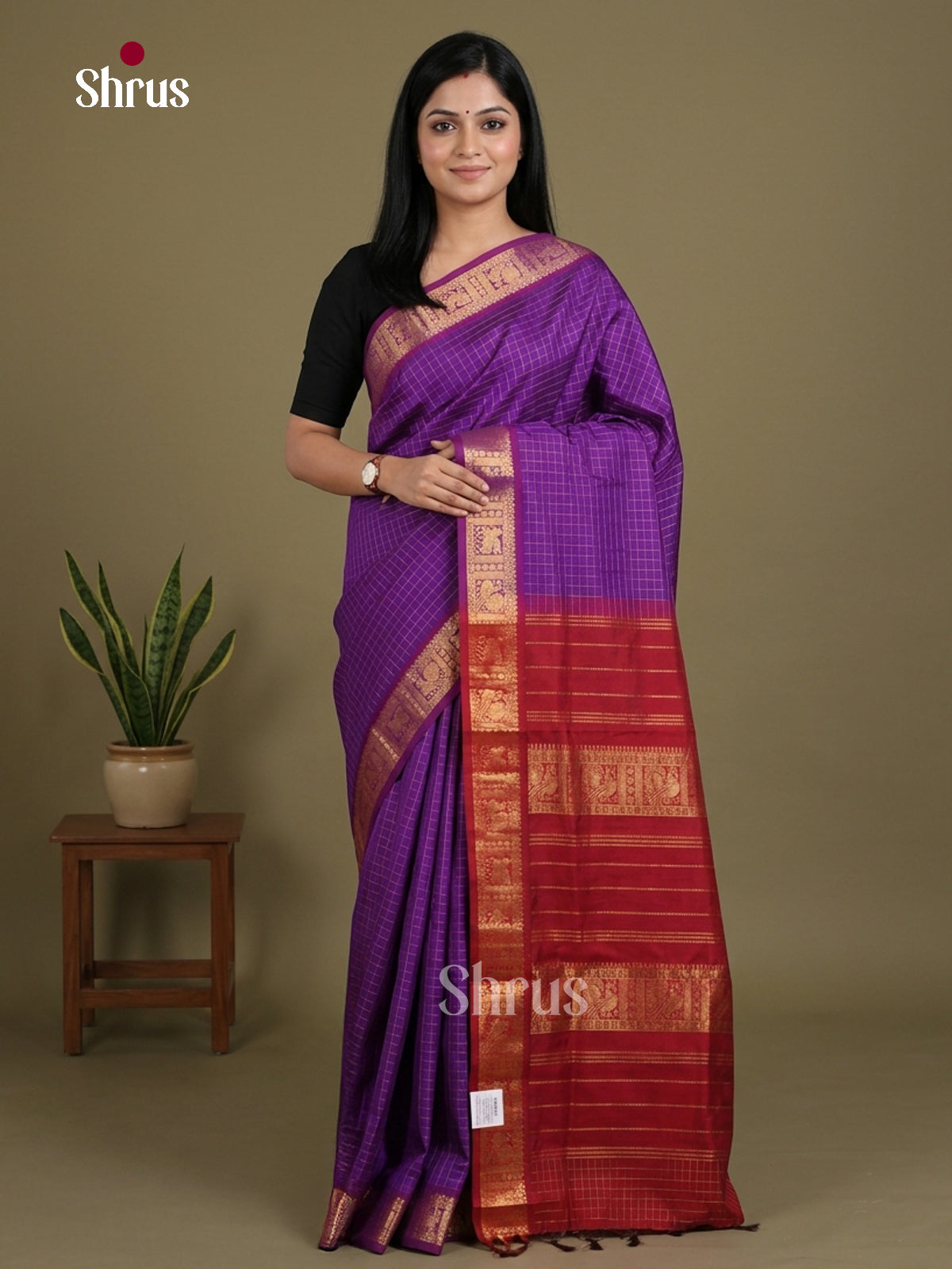 Silkcotton-halfpure Saree - EES16220 - Shop on Shrus.com