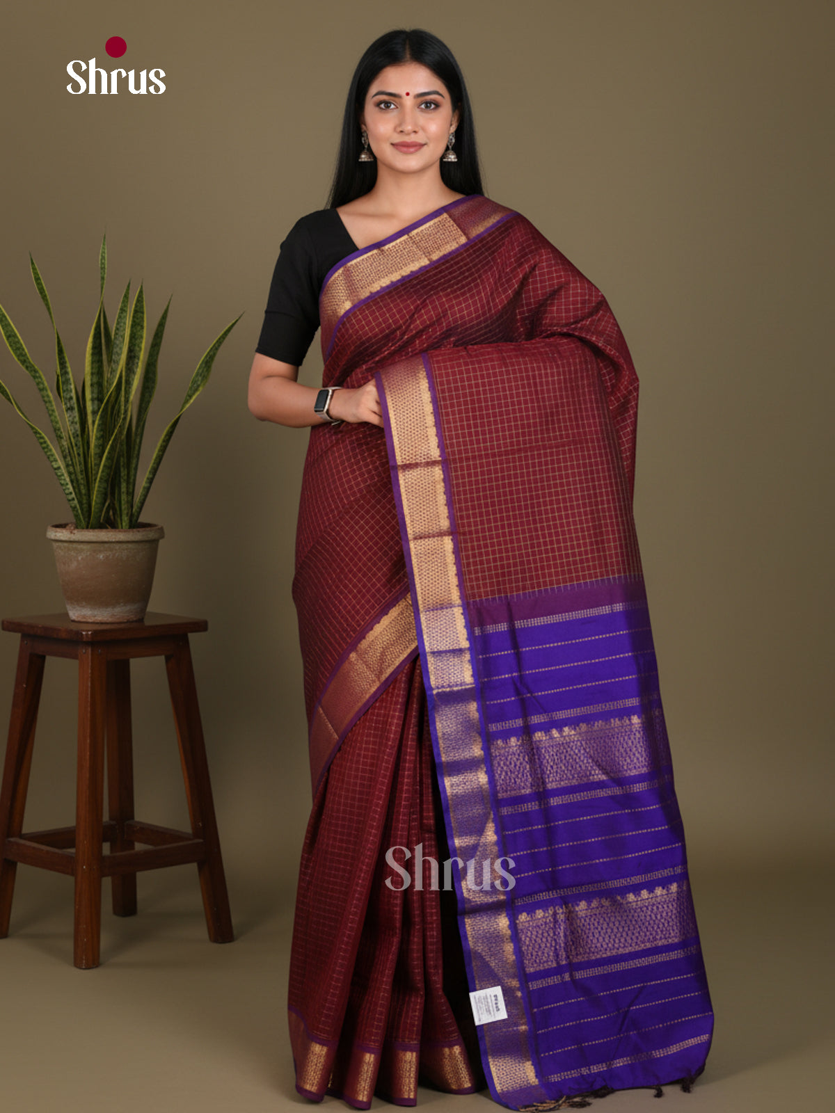 Silkcotton-halfpure Saree - EES16221 - Shop on Shrus.com