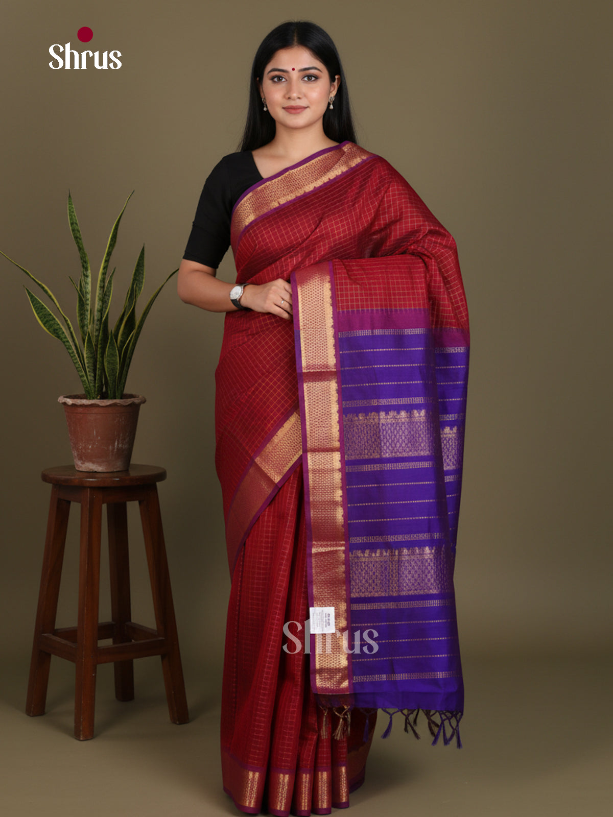 Silkcotton-halfpure Saree - EES16222 - Shop on Shrus.com