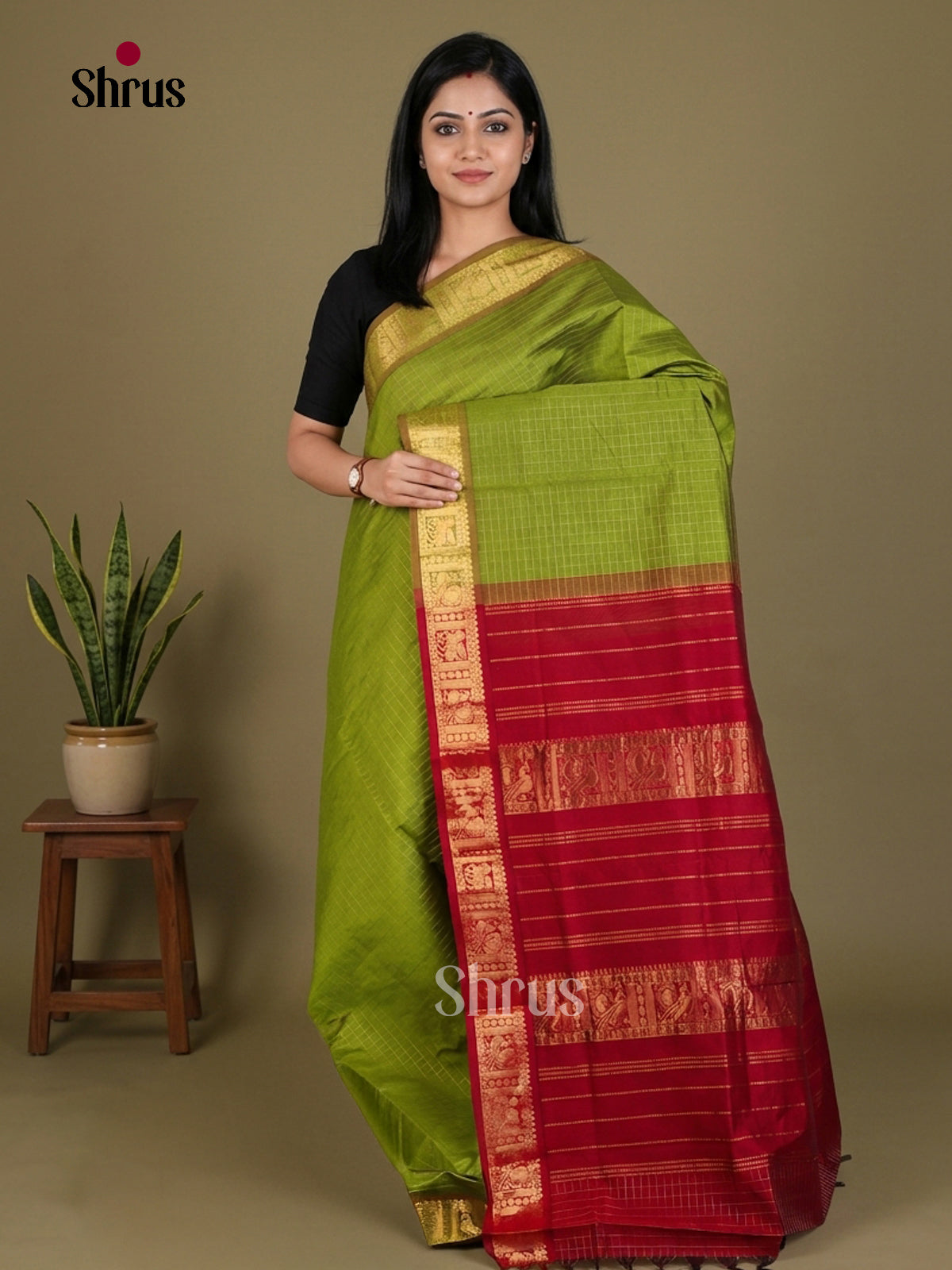 Silkcotton-halfpure Saree - EES16223 - Shop on Shrus.com