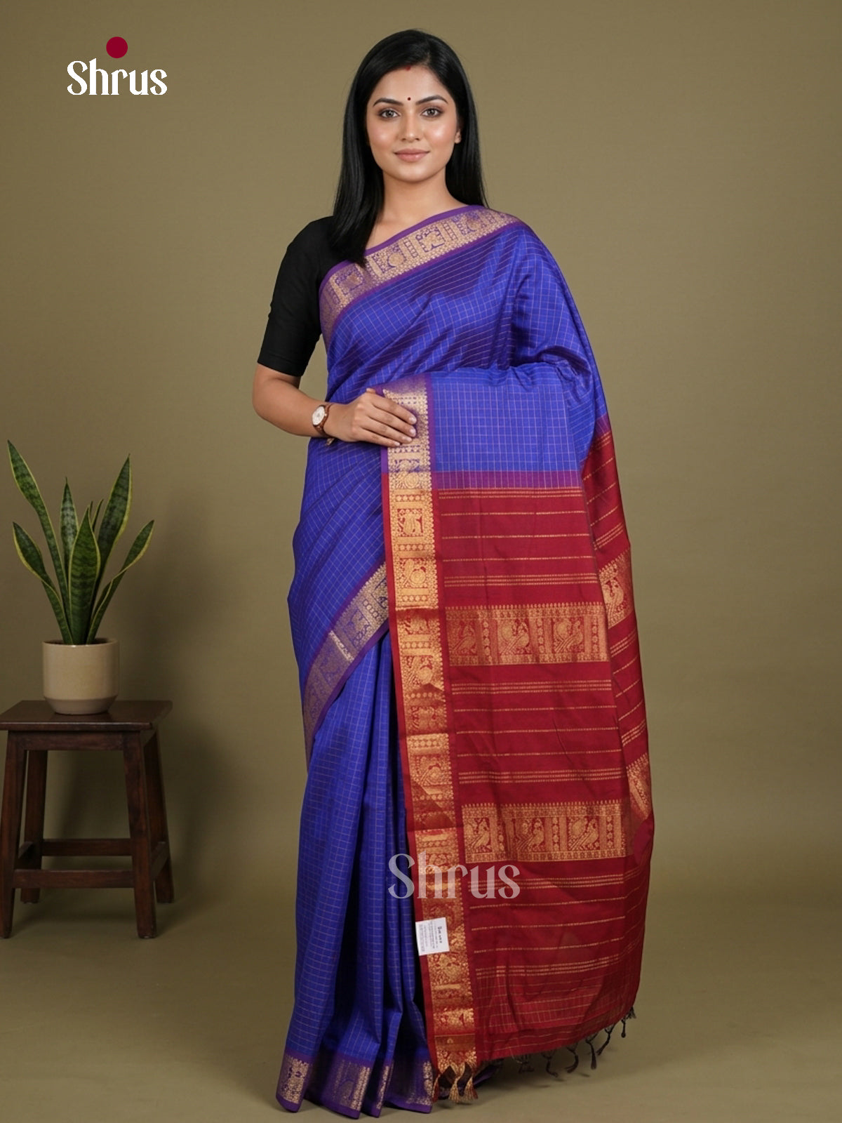 Silkcotton-halfpure Saree - EES16231 - Shop on Shrus.com