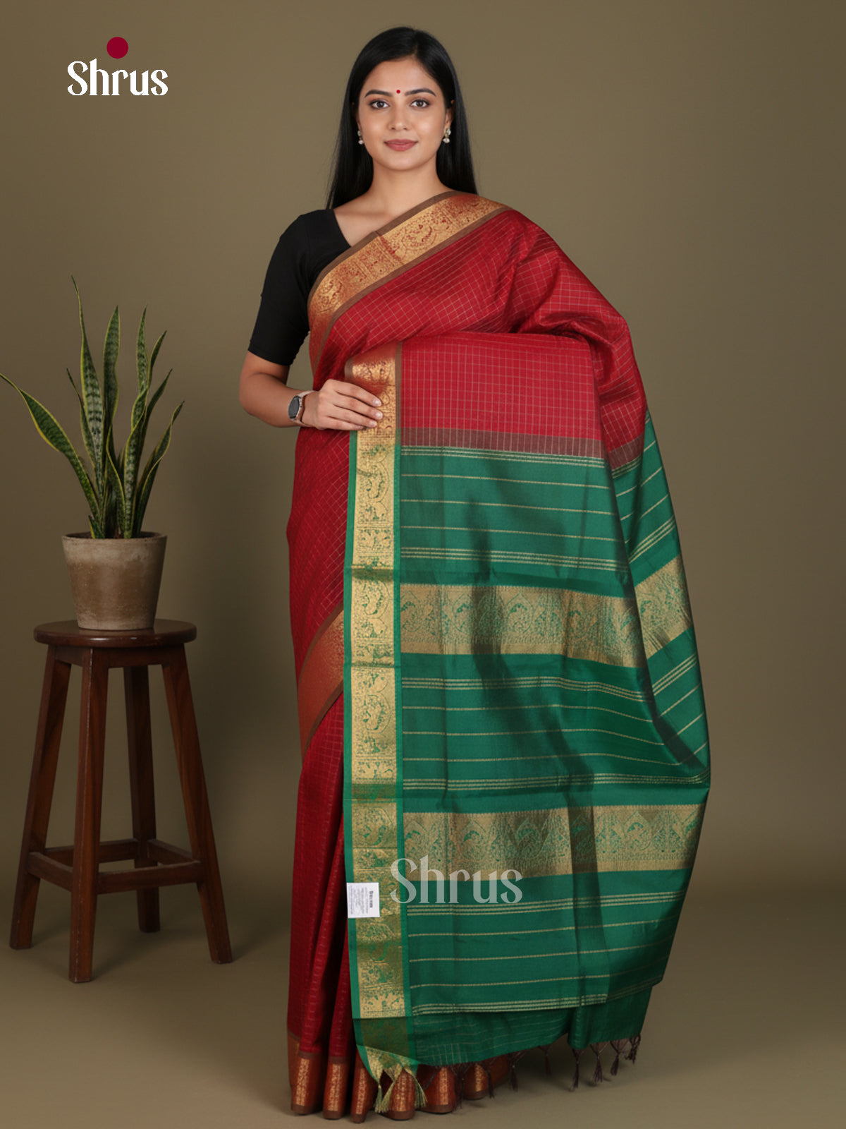 Silkcotton-halfpure Saree - EES16233 - Shop on Shrus.com
