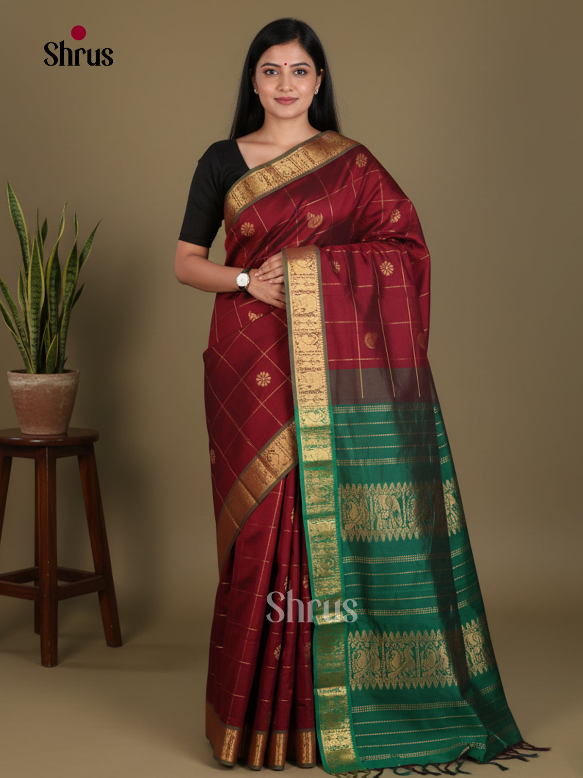 Silkcotton-Halfpure 9Yards Saree - EES16250 - Shop on Shrus.com