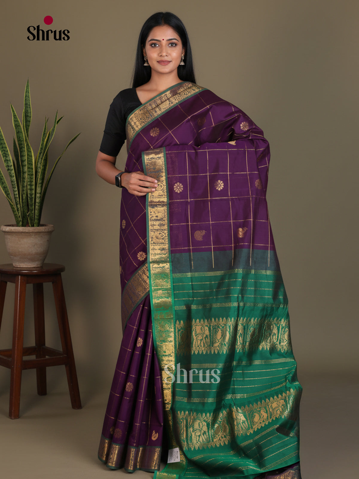 Silkcotton-Halfpure 9Yards Saree - EES16252 - Shop on Shrus.com