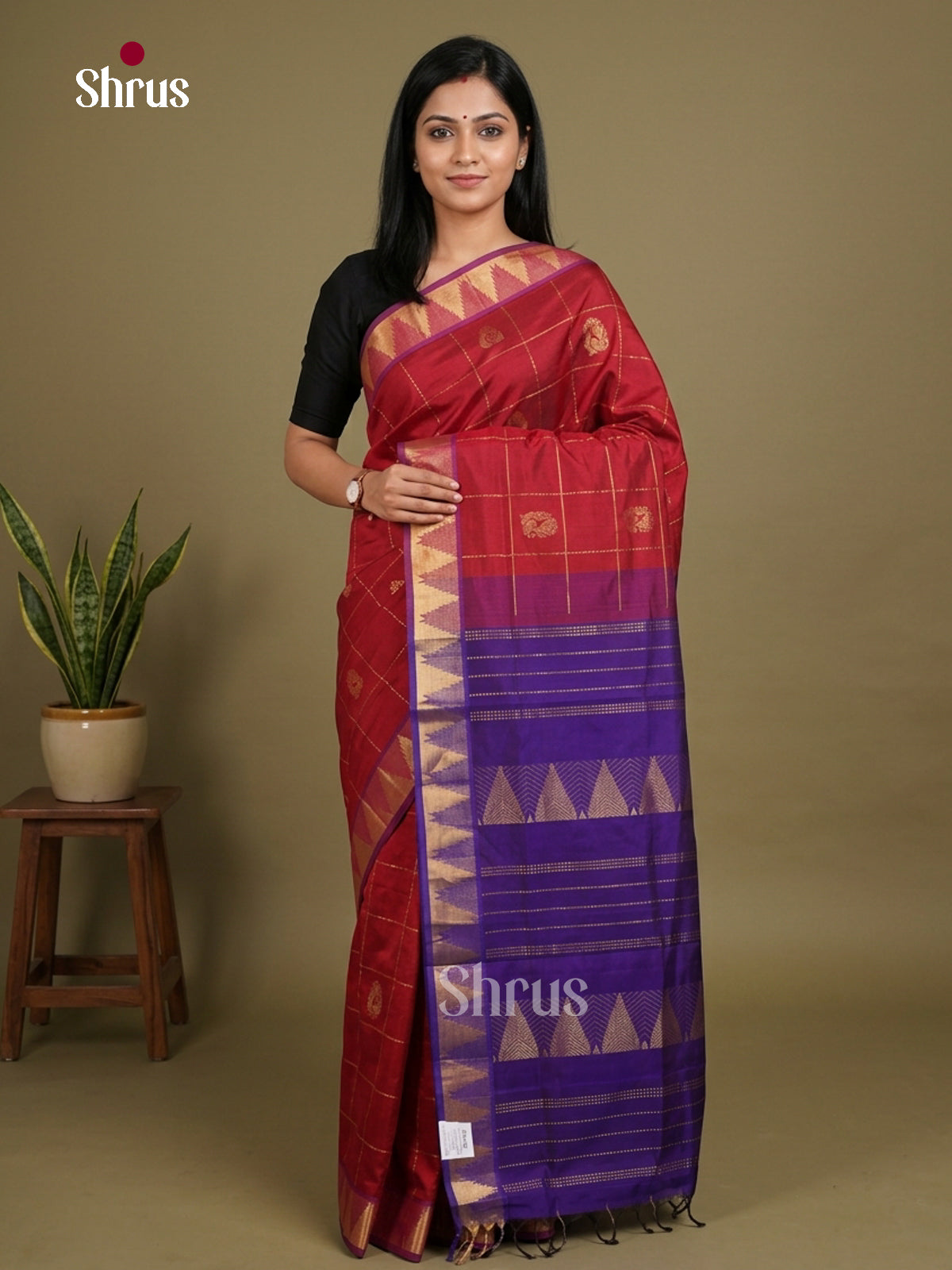Silkcotton-halfpure Saree - EES16255 - Shop on Shrus.com