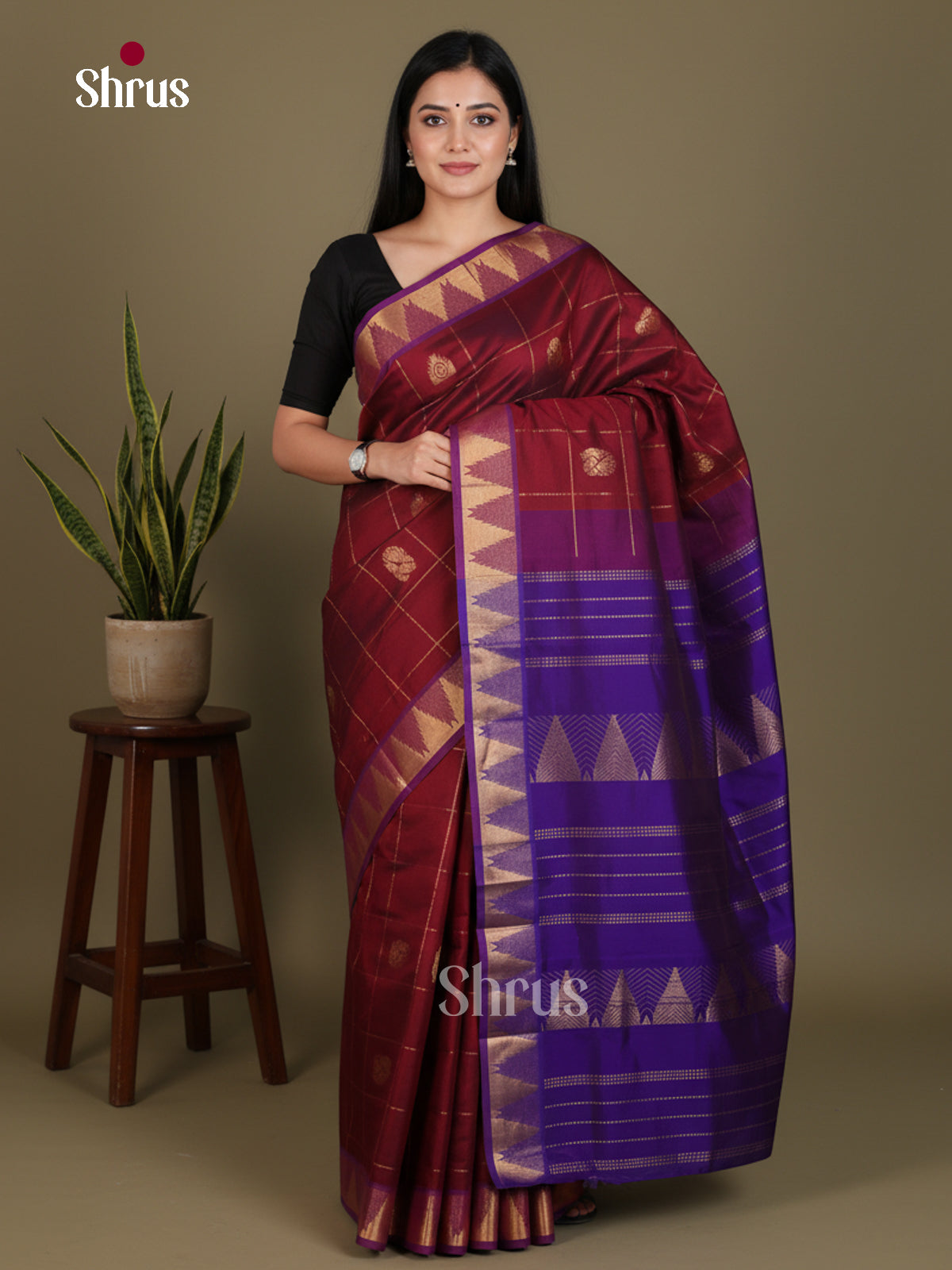 Silkcotton-halfpure Saree - EES16256 - Shop on Shrus.com