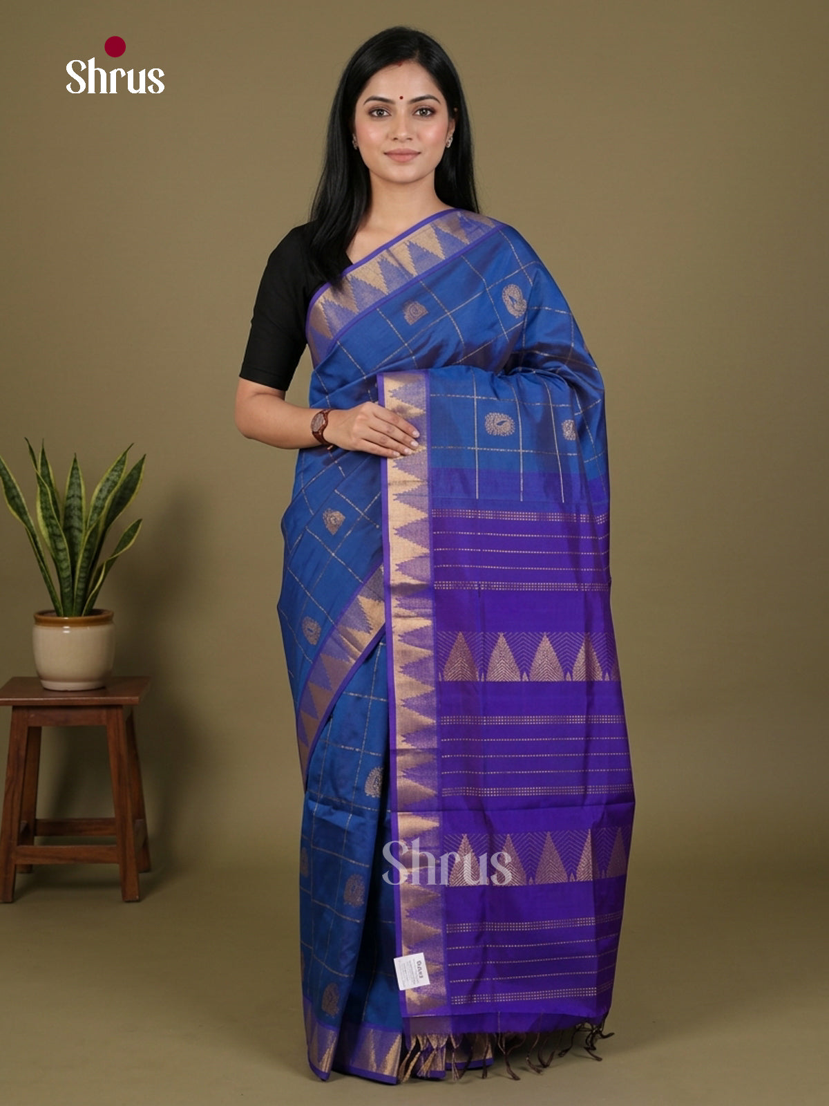 Silkcotton-halfpure Saree - EES16261 - Shop on Shrus.com