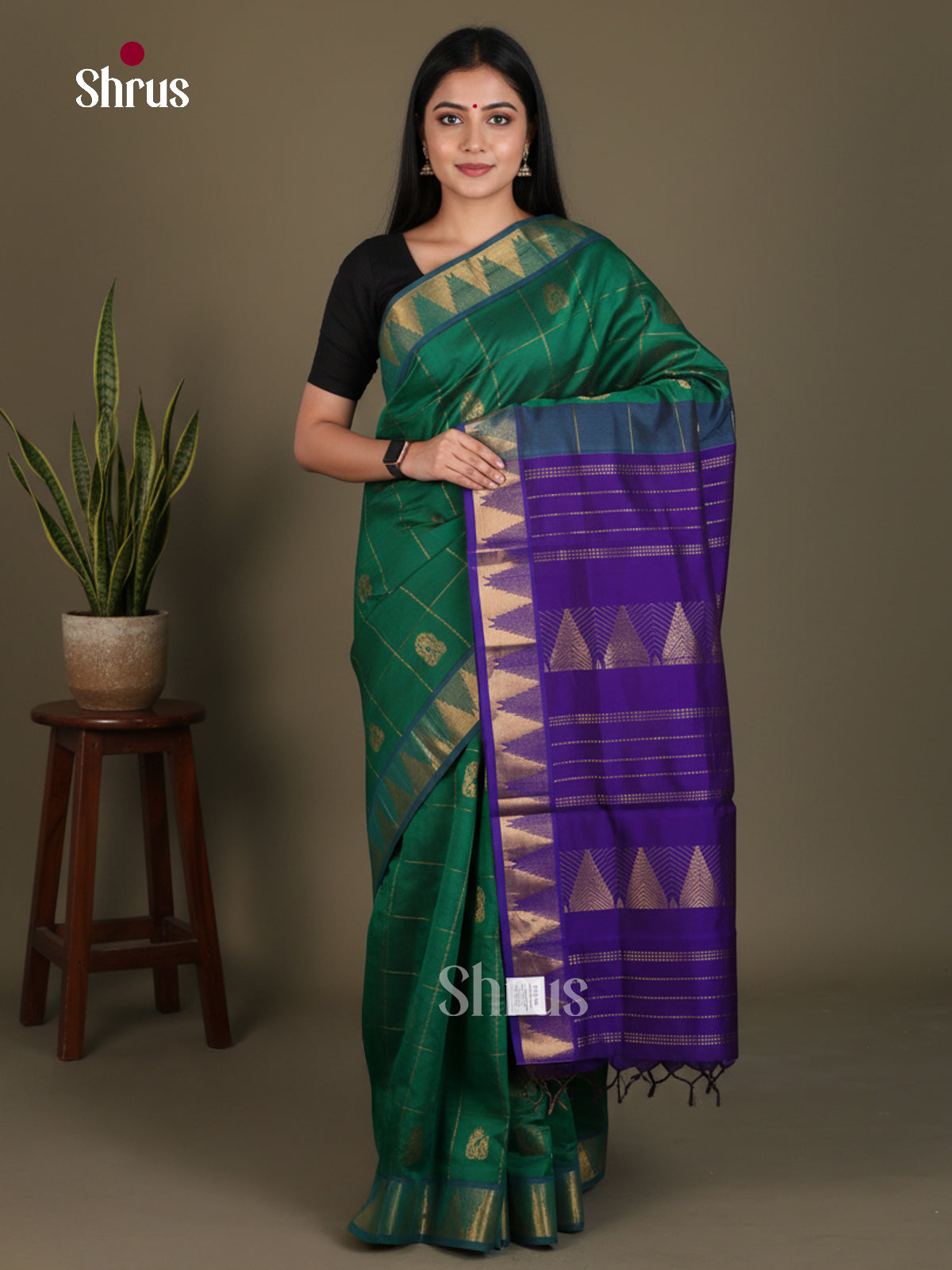 Silkcotton-halfpure Saree - EES16262 - Shop on Shrus.com