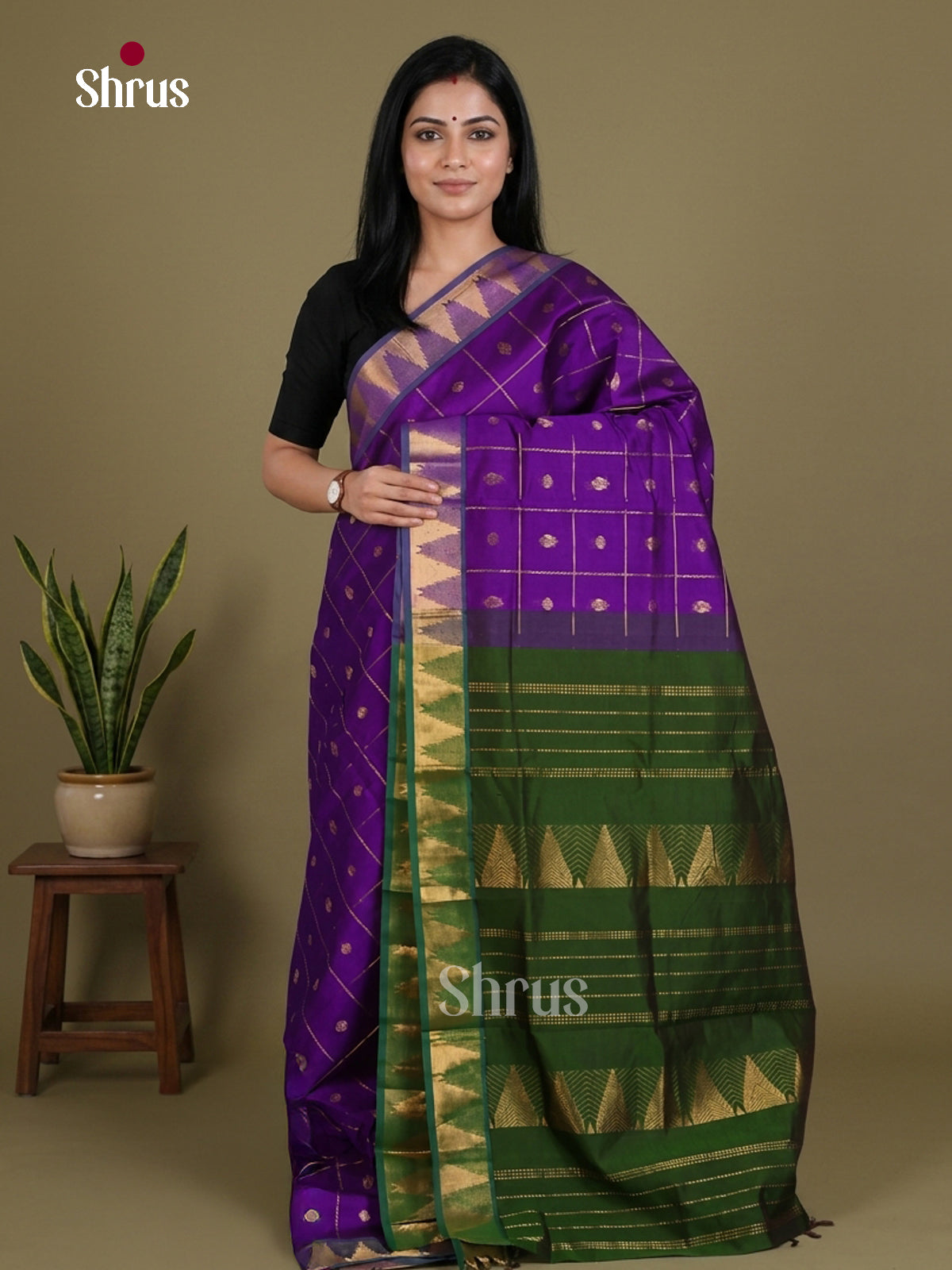 Silkcotton-halfpure Saree - EES16270 - Shop on Shrus.com
