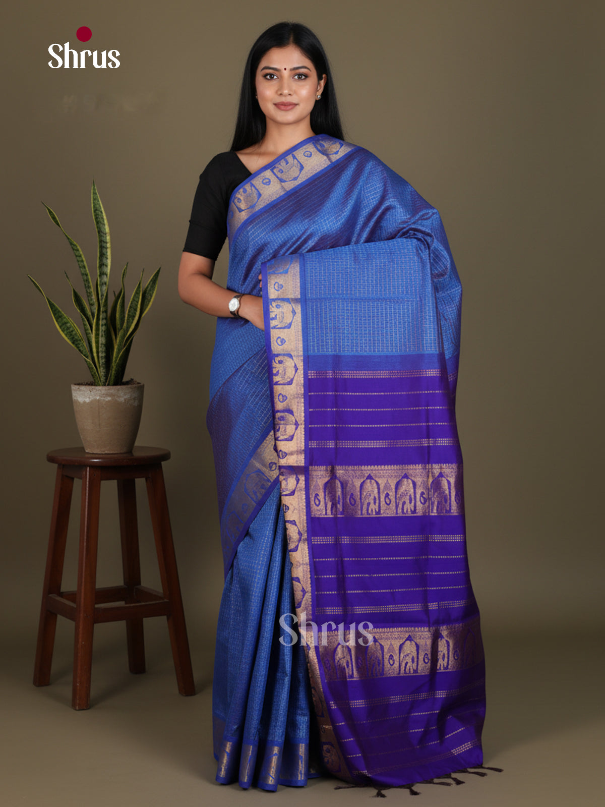 Silkcotton-halfpure Saree - EES16296 - Shop on Shrus.com
