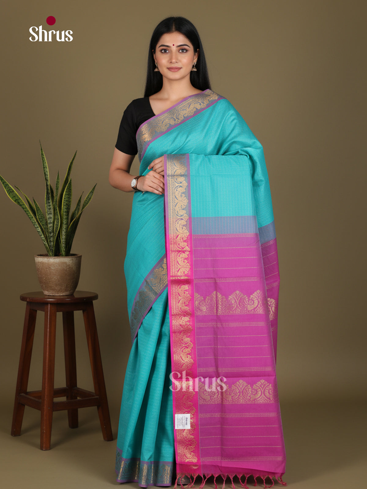 Silkcotton-halfpure Saree - EES16298 - Shop on Shrus.com