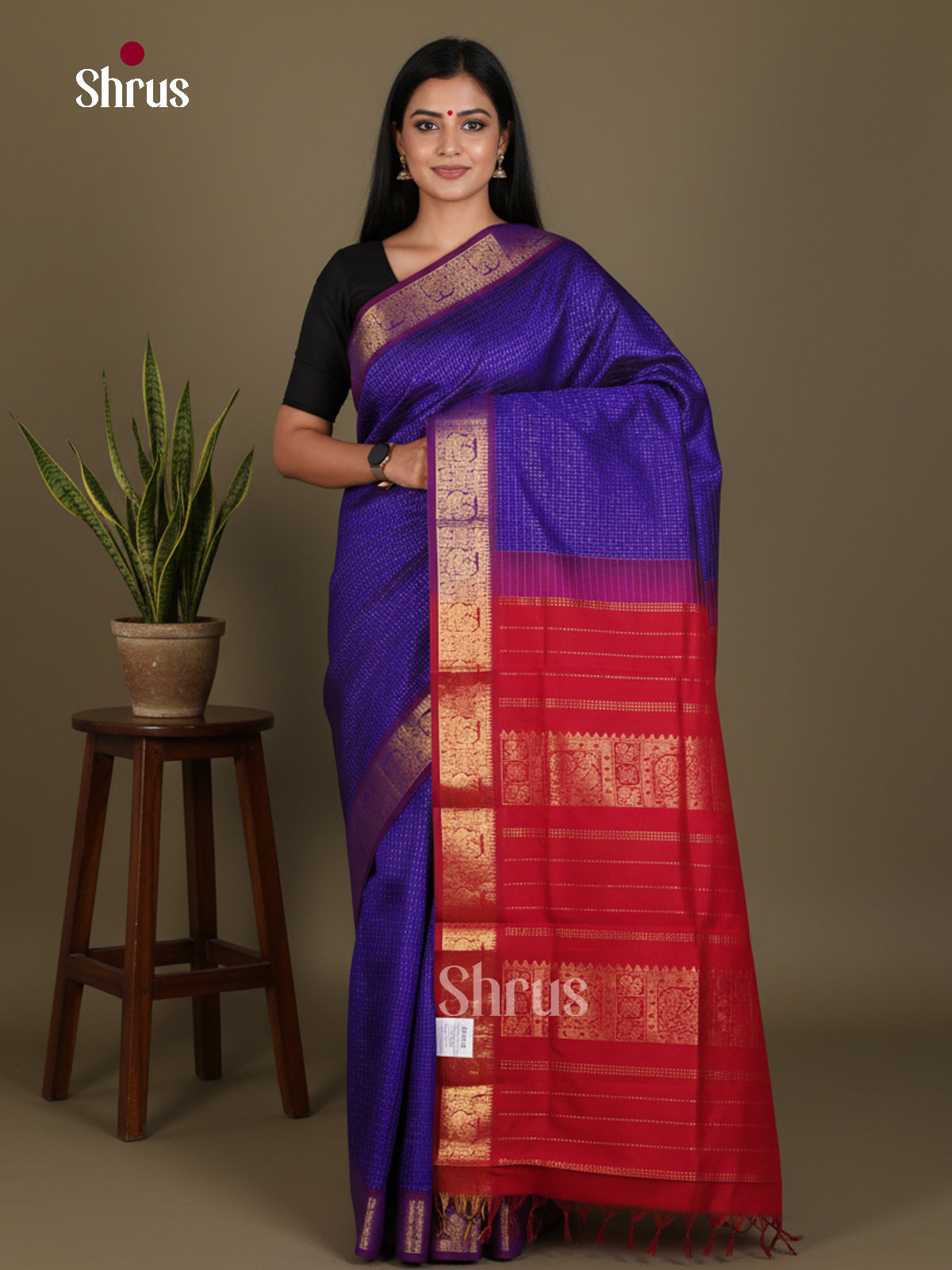 Silkcotton-halfpure Saree - EES16307 - Shop on Shrus.com