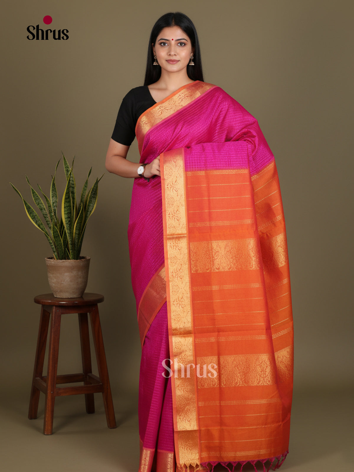 Silkcotton-halfpure Saree - EES16309 - Shop on Shrus.com