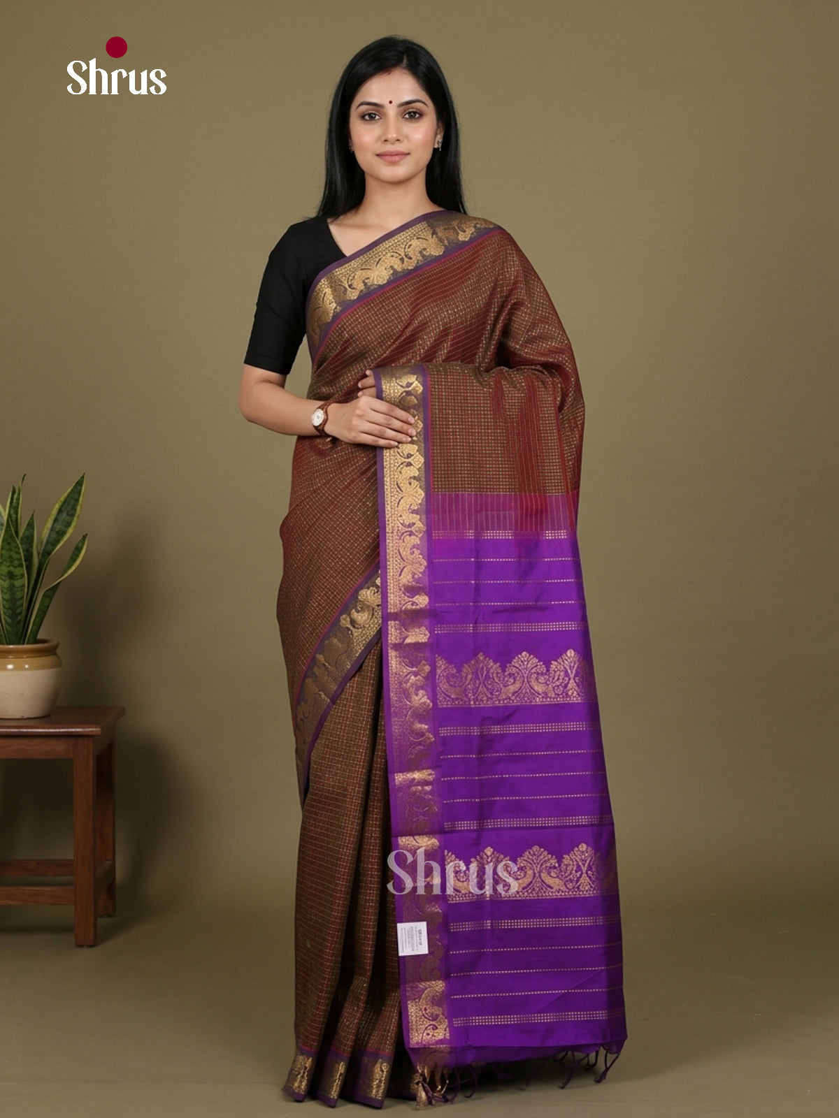 Silkcotton-halfpure Saree - EES16311 - Shop on Shrus.com