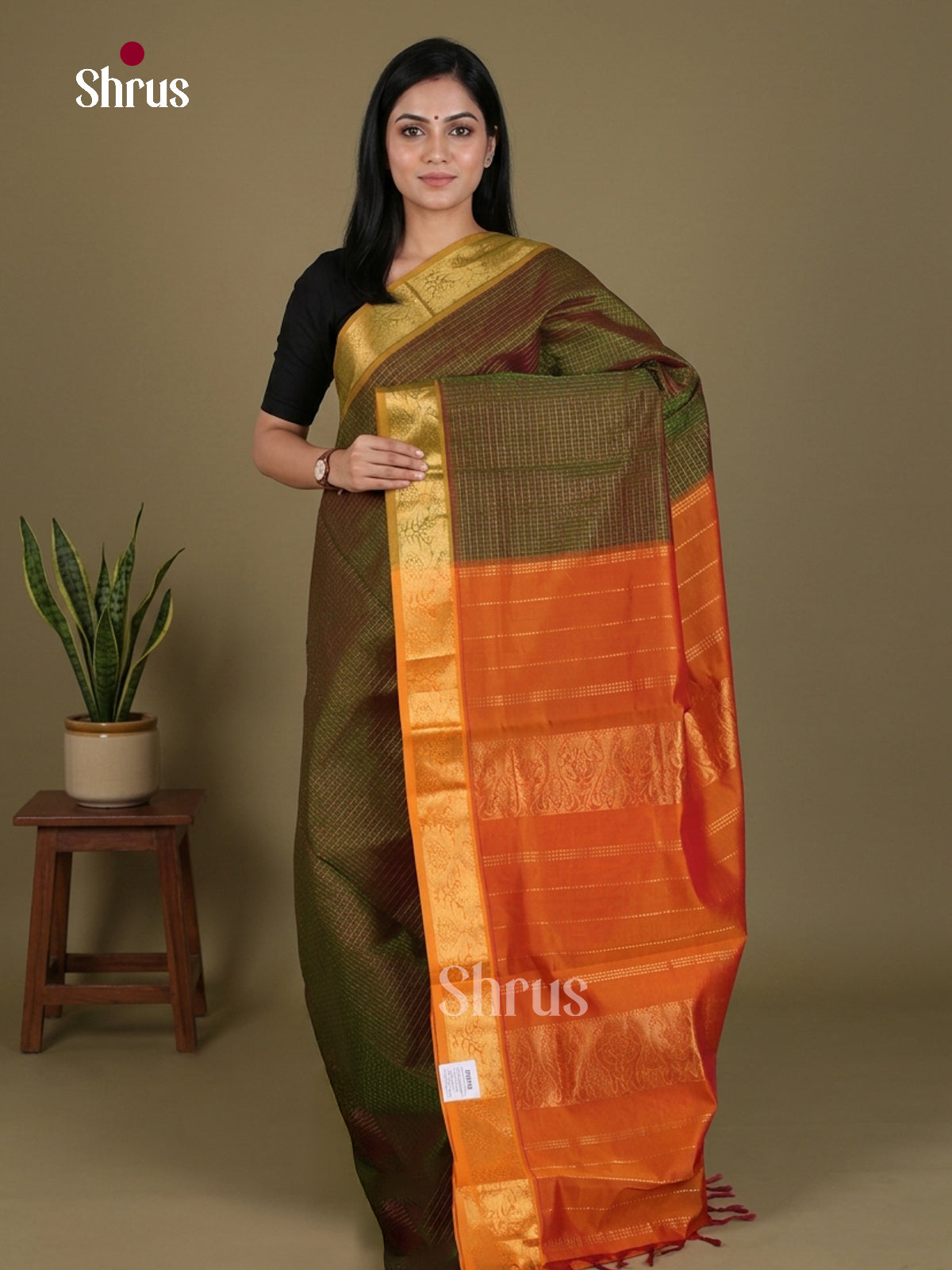 Silkcotton-halfpure Saree - EES16313 - Shop on Shrus.com