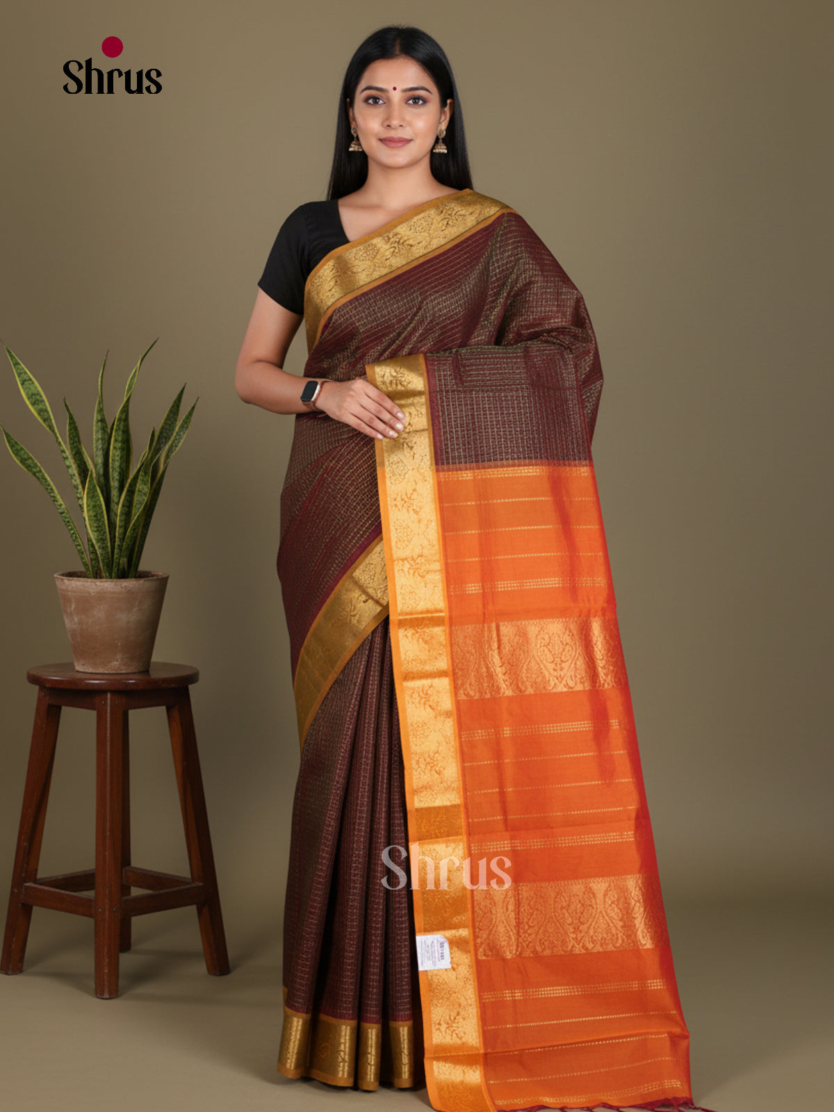 Silkcotton-halfpure Saree - EES16325 - Shop on Shrus.com