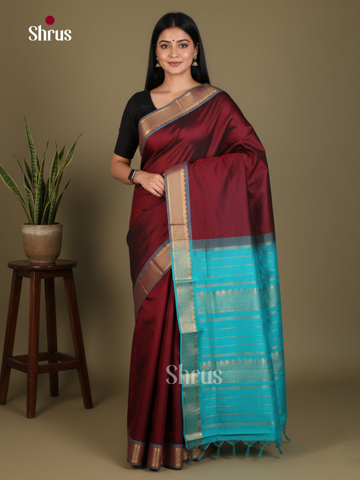 Silkcotton-halfpure Saree - EES16360 - Shop on Shrus.com