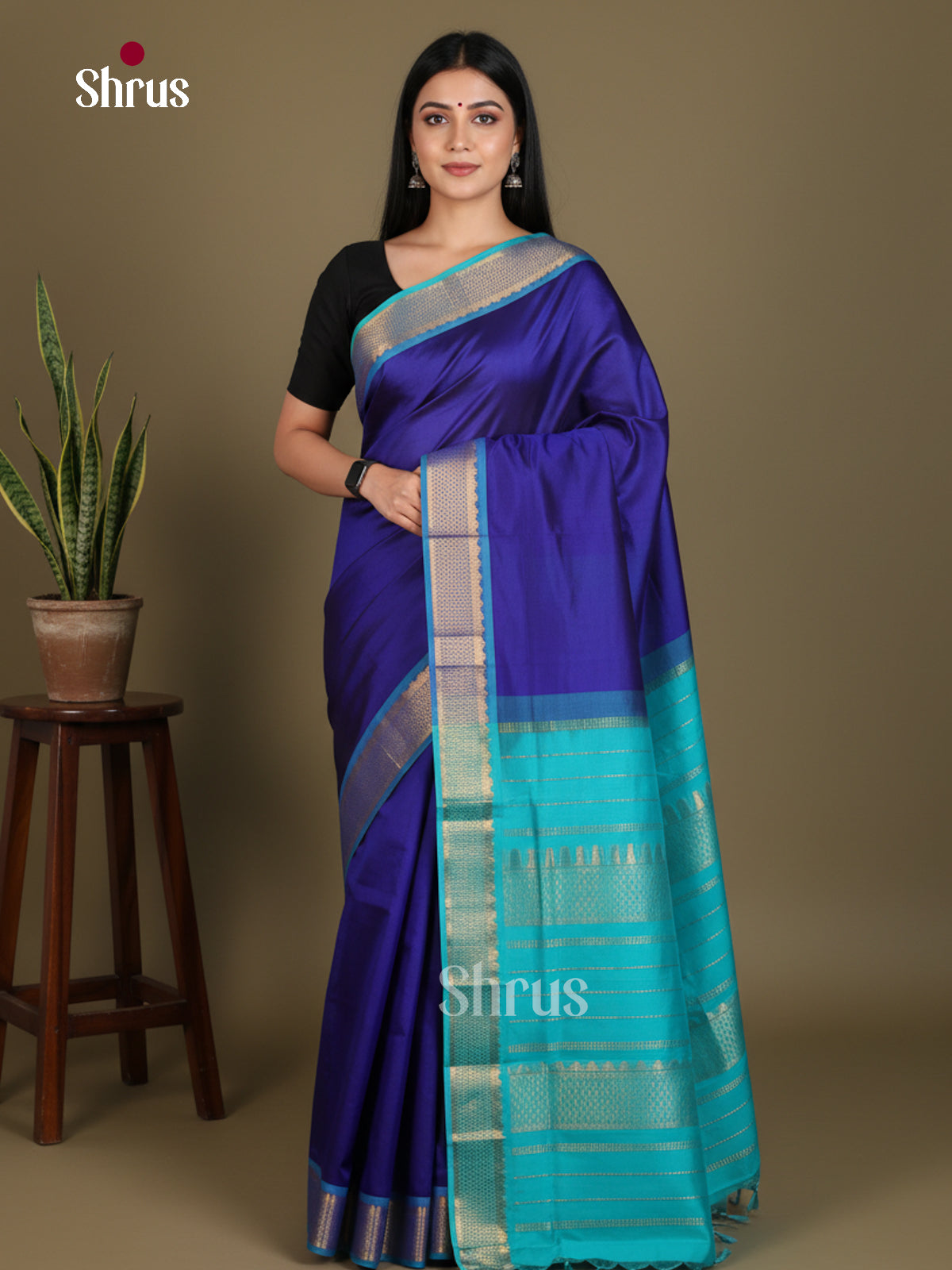 Silkcotton-halfpure Saree - EES16374 - Shop on Shrus.com