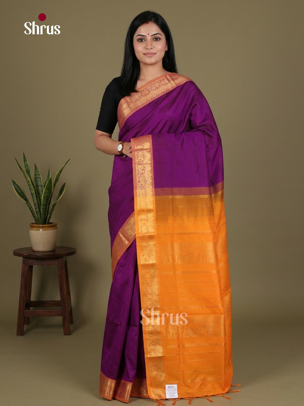 Silkcotton-halfpure Saree - EES16379 - Shop on Shrus.com