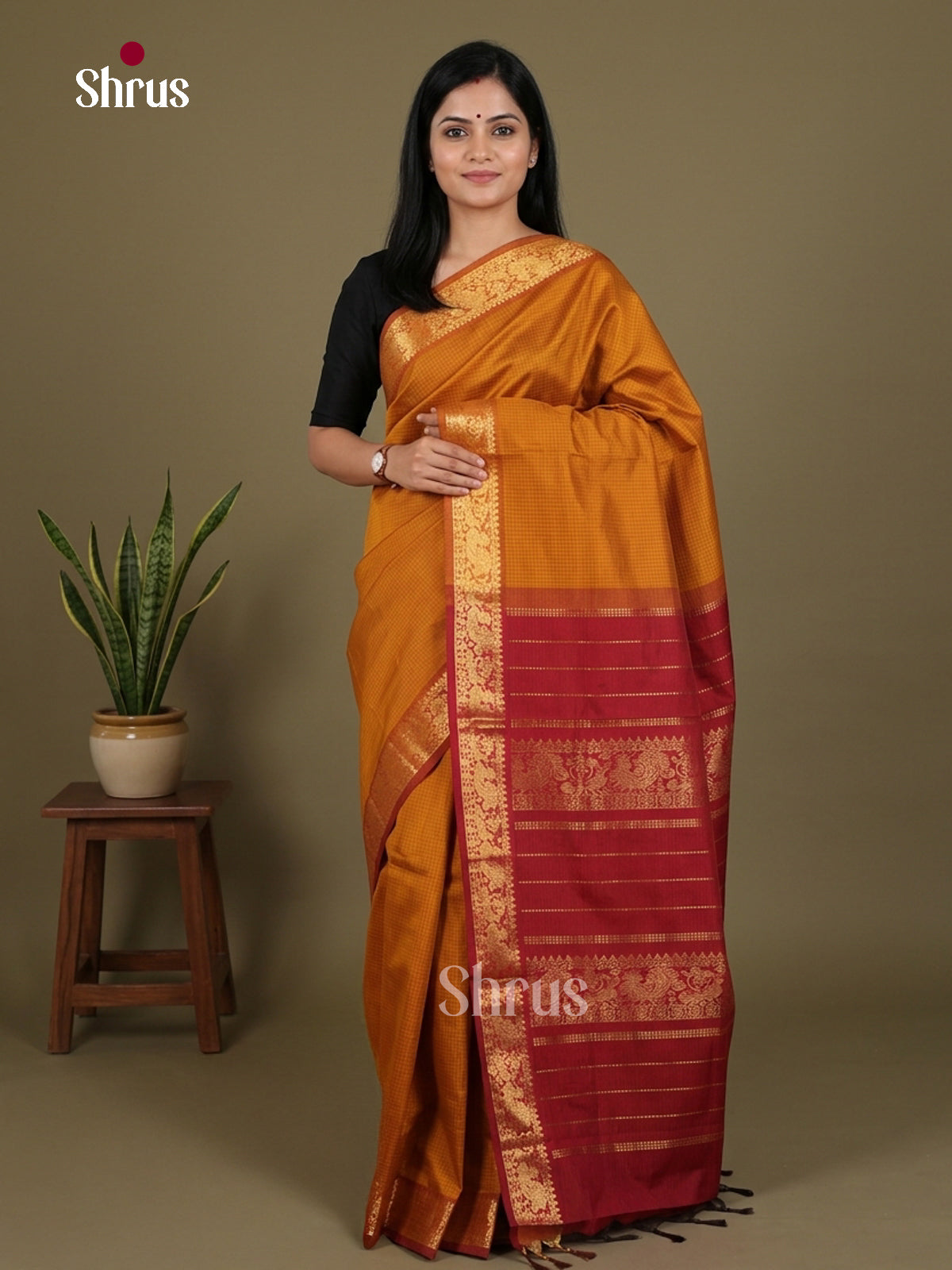 Silkcotton-halfpure Saree - EES16382 - Shop on Shrus.com