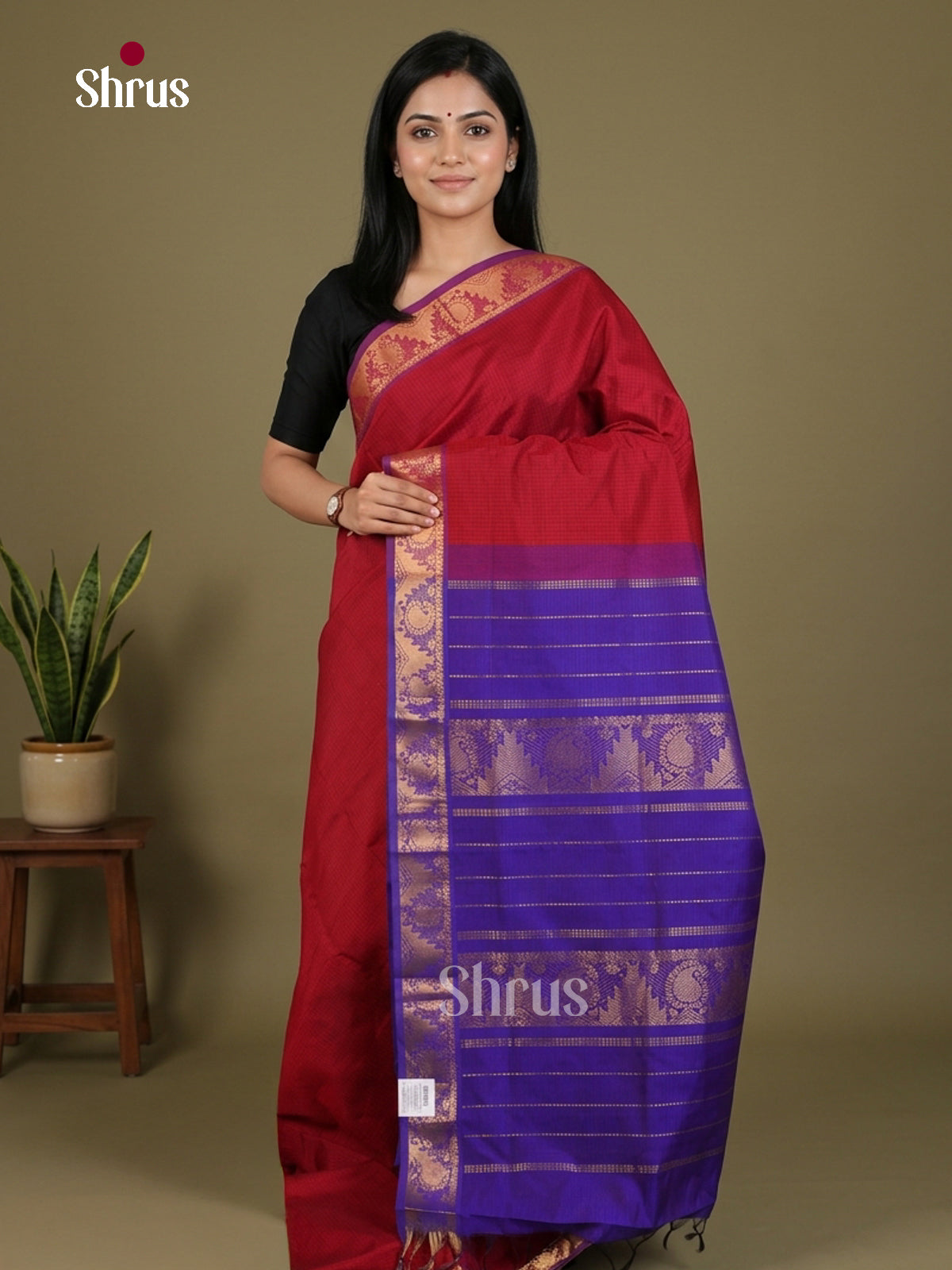 Silkcotton-halfpure Saree - EES16385 - Shop on Shrus.com
