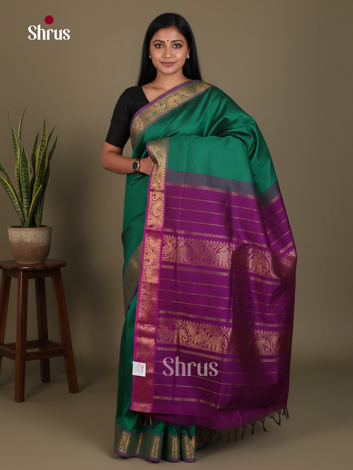 Silkcotton-halfpure Saree - EES16391 - Shop on Shrus.com