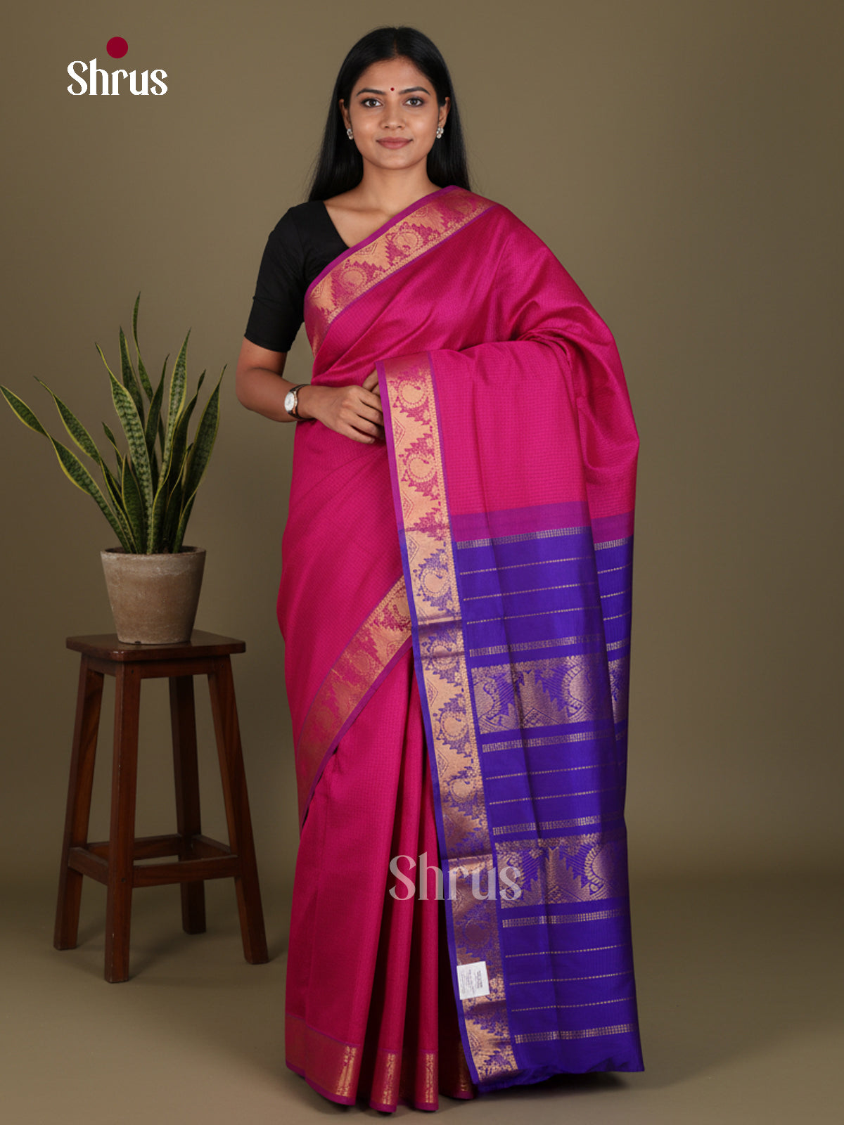 Silkcotton-halfpure Saree - EES16392 - Shop on Shrus.com