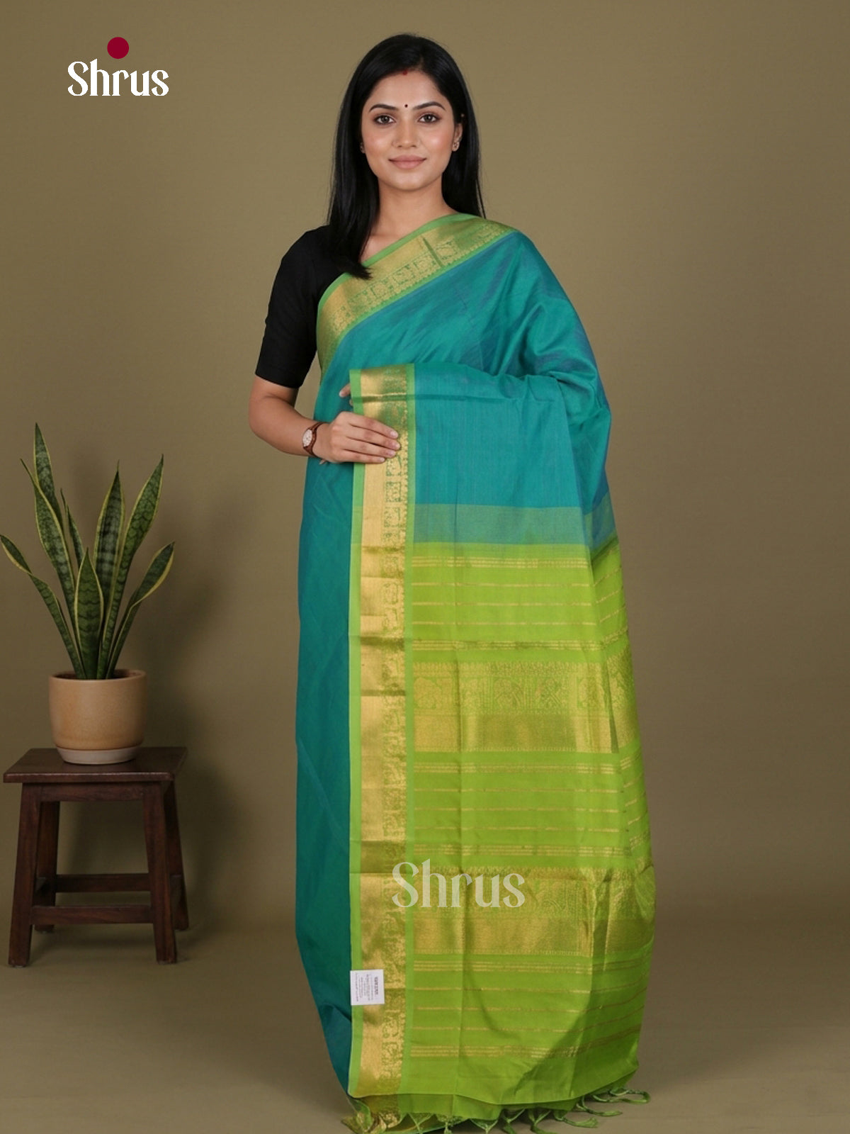 Silkcotton-halfpure Saree - EES16436 - Shop on Shrus.com